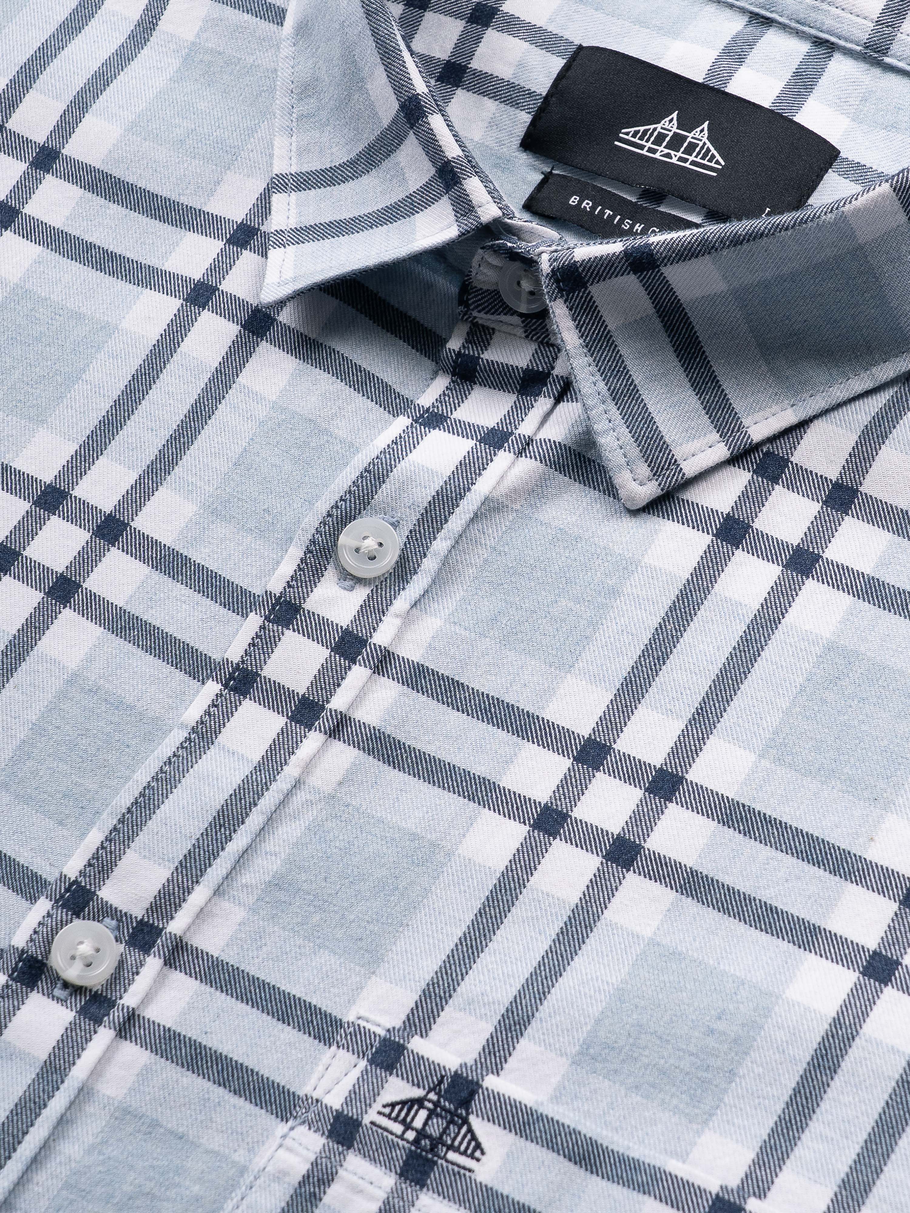 Men Blue Slim Fit Checked Shirt - Image 7