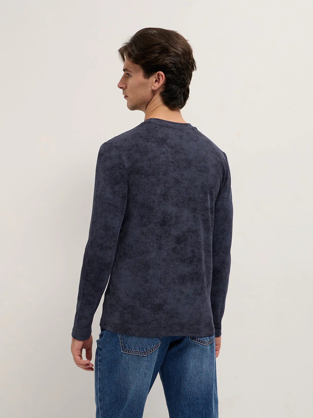 Men Blue Slim Fit Crew Neck T-Shirt - Image 2