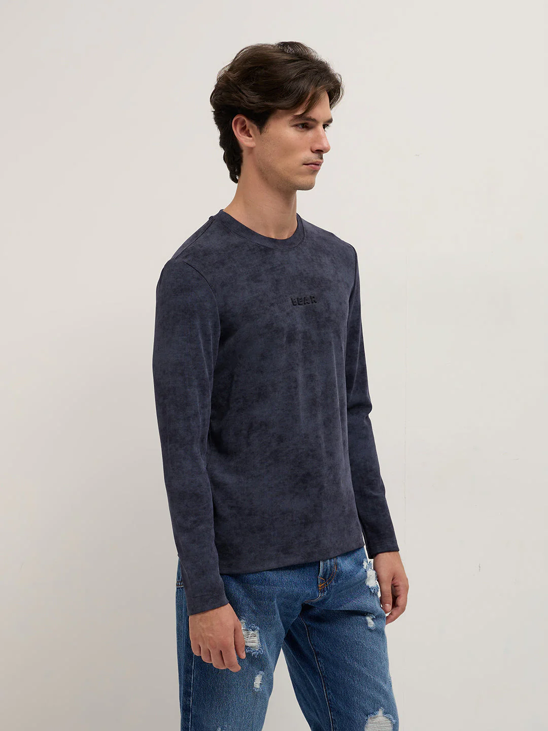 Men Blue Slim Fit Crew Neck T-Shirt - Image 3