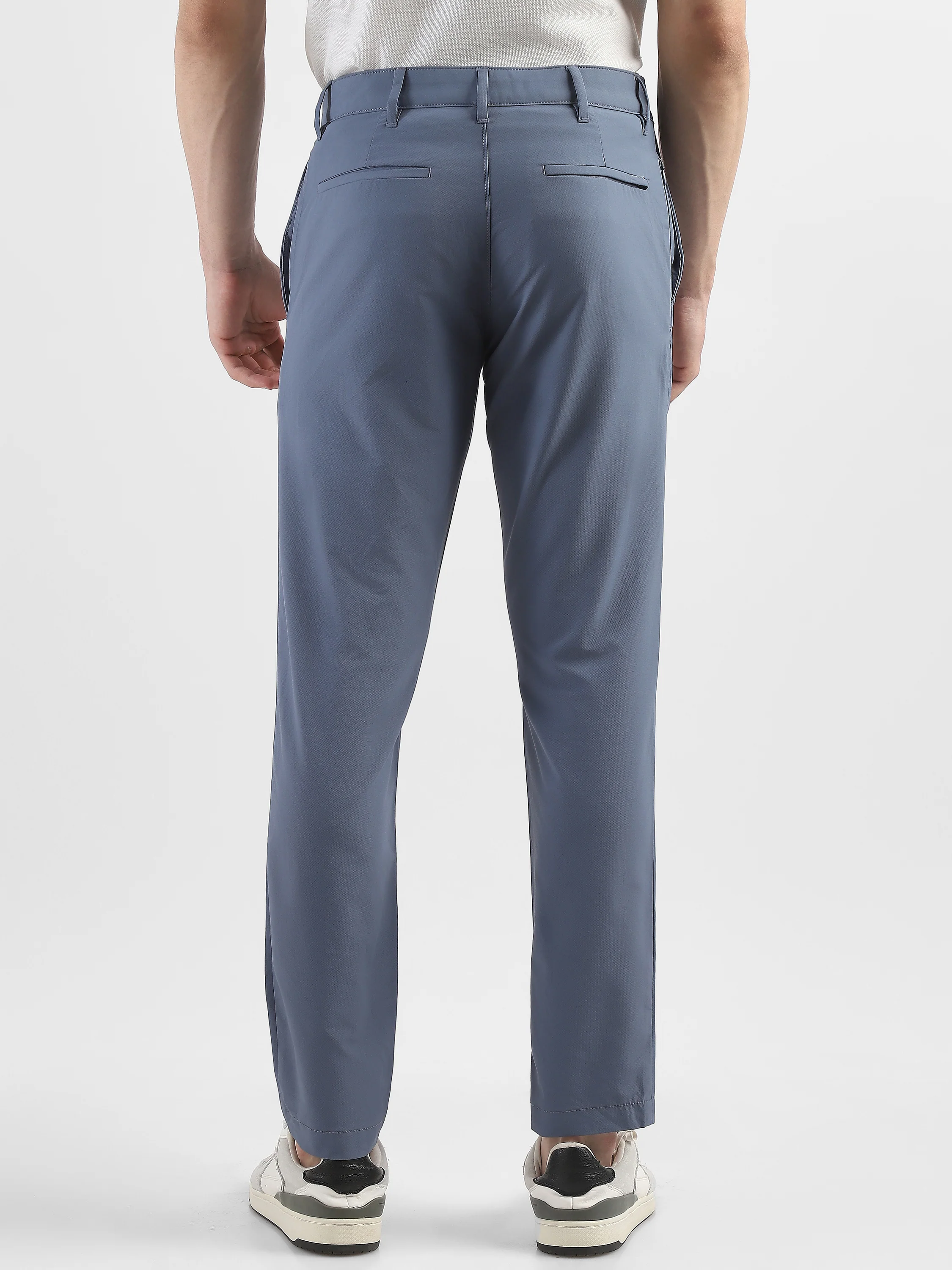 Men Blue Slim Fit Formal Trouser - Image 3