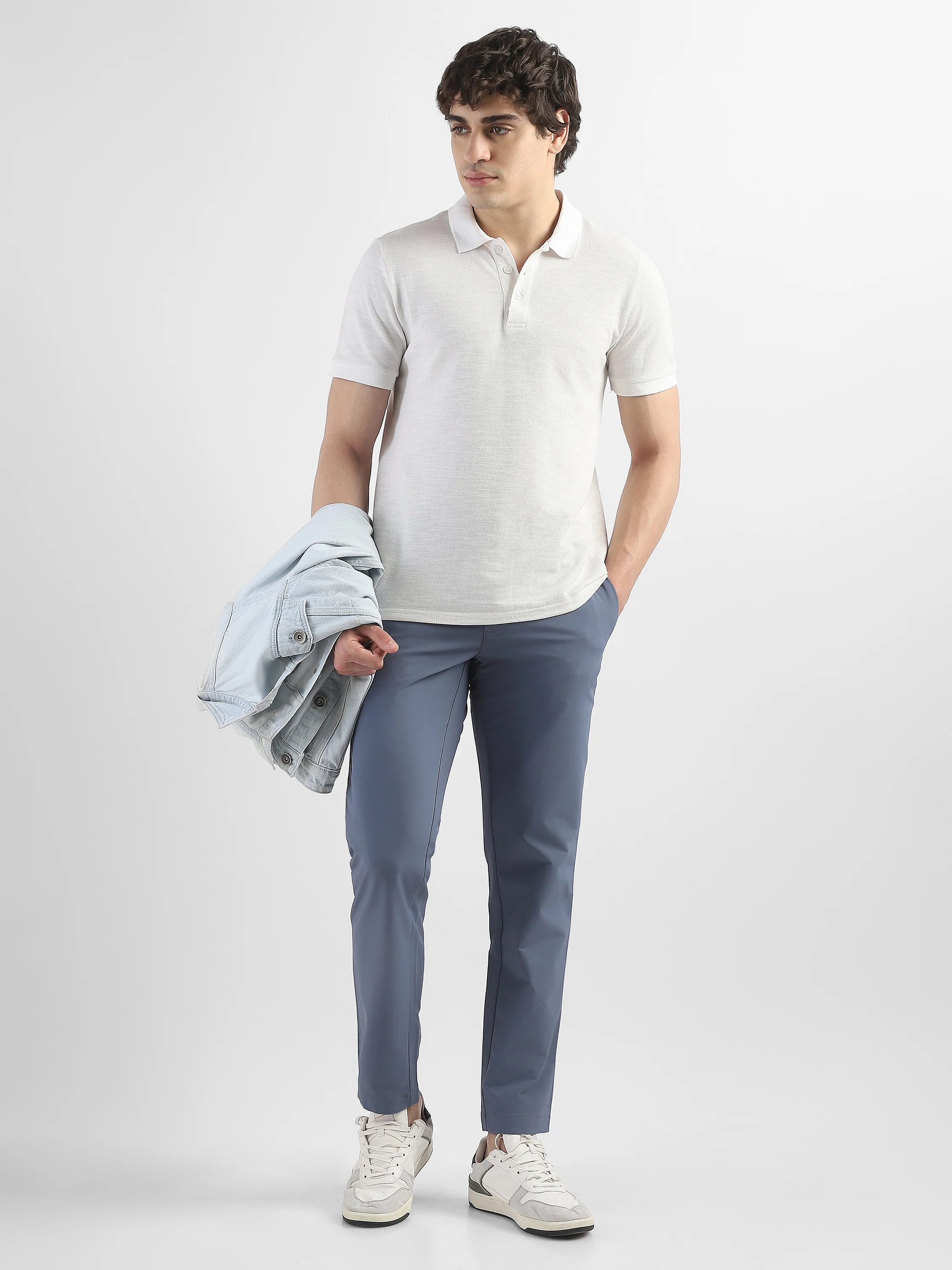 Men Blue Slim Fit Formal Trouser - Image 5