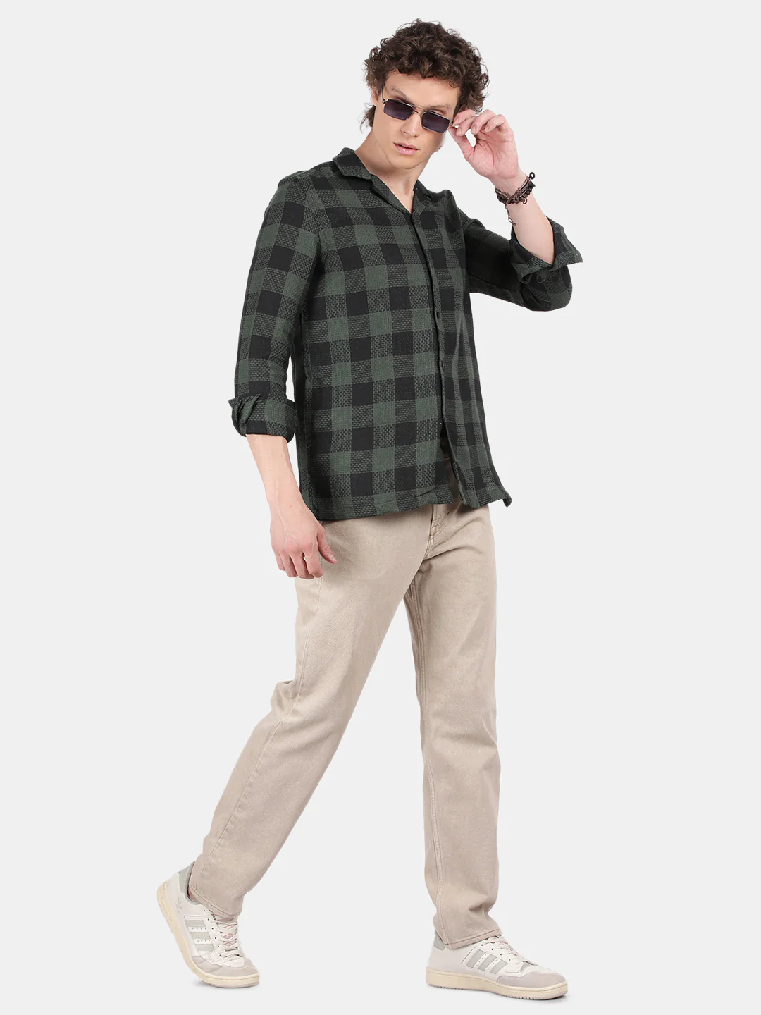 Men Blue Slim Fit Lapel Collar Full Sleeve Casual Shirt - Image 4