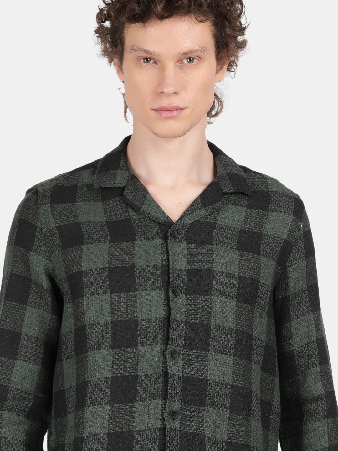 Men Blue Slim Fit Lapel Collar Full Sleeve Casual Shirt - Image 6