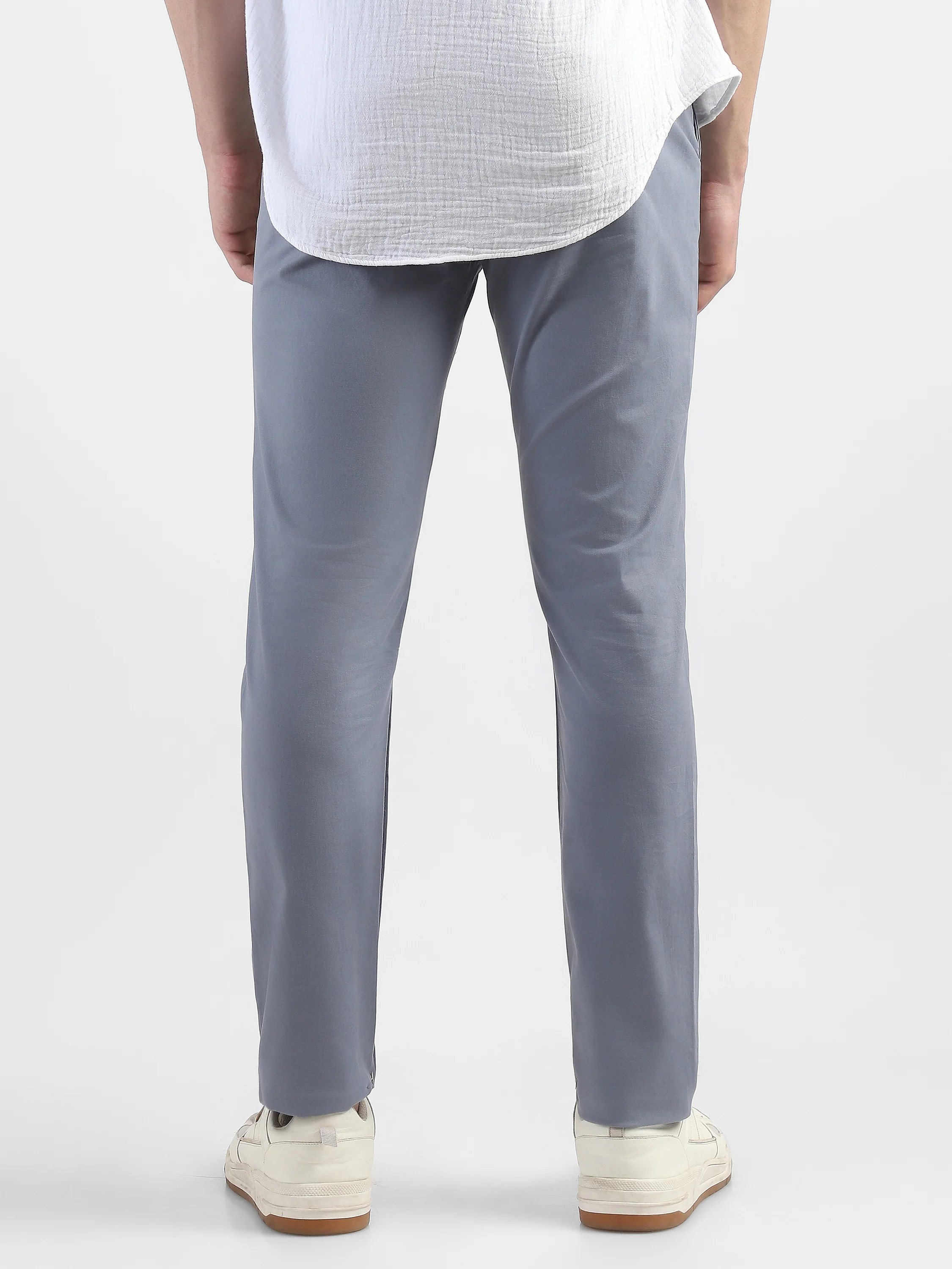 Men Blue Slim Fit Mid Rise Formal Trouser - Image 3