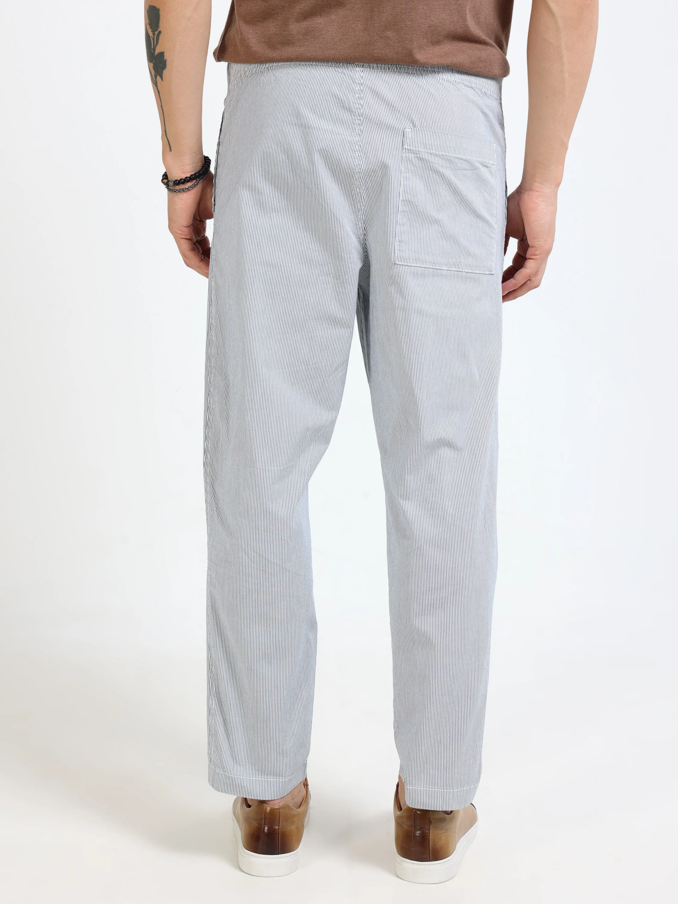 Men Blue Slim Fit Pant - Image 3