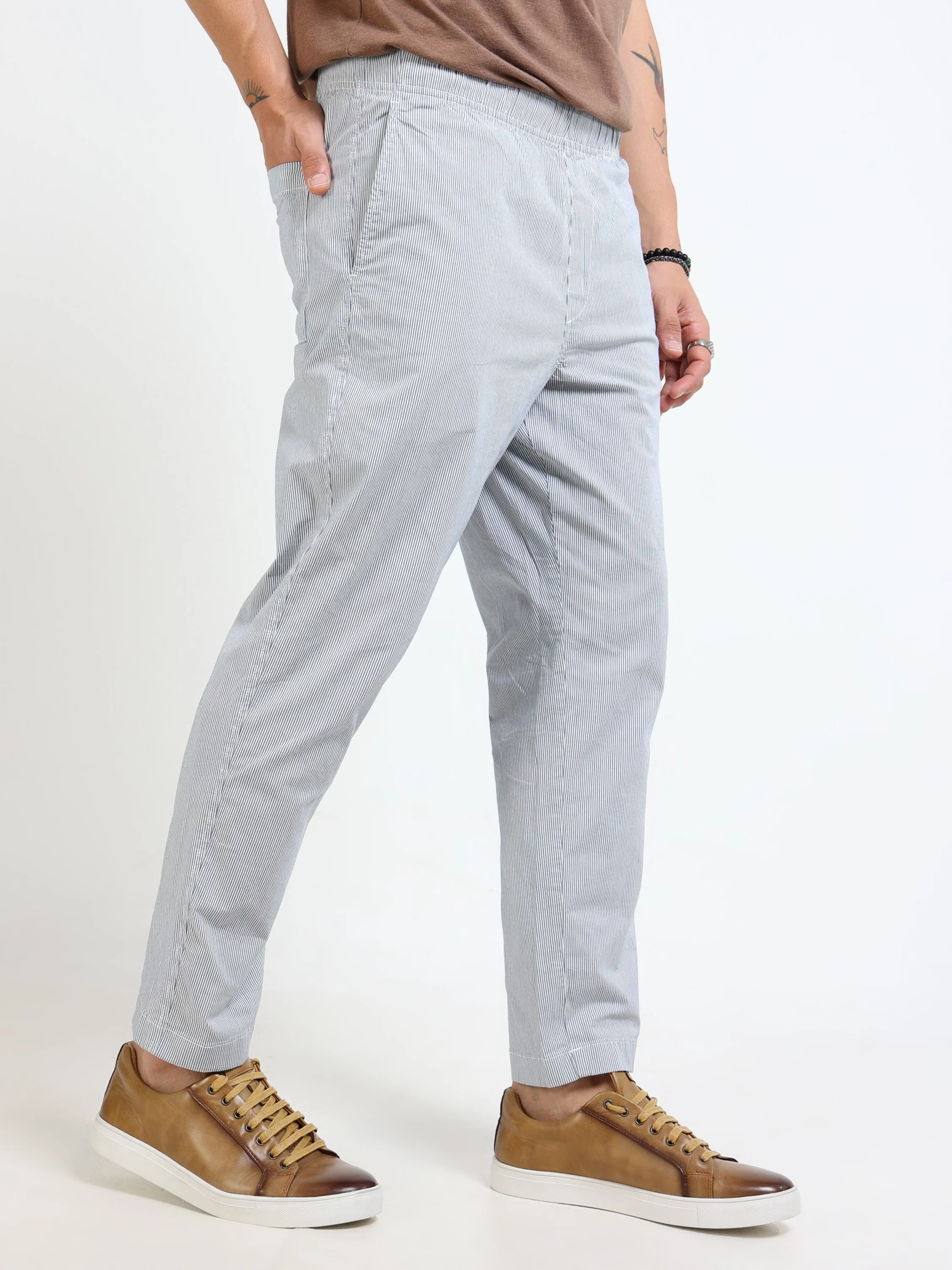 Men Blue Slim Fit Pant - Image 5
