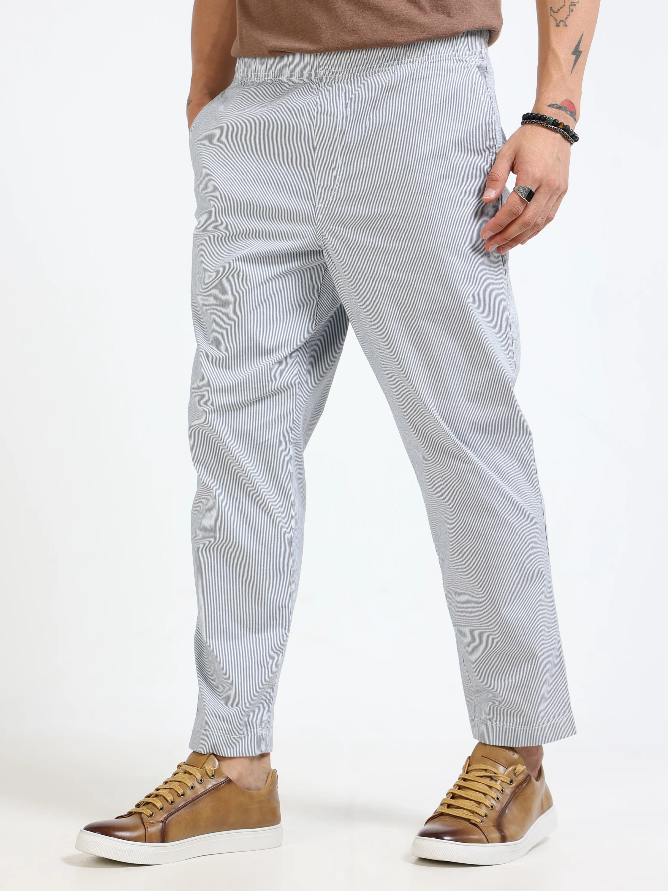 Men Blue Slim Fit Pant - Image 6