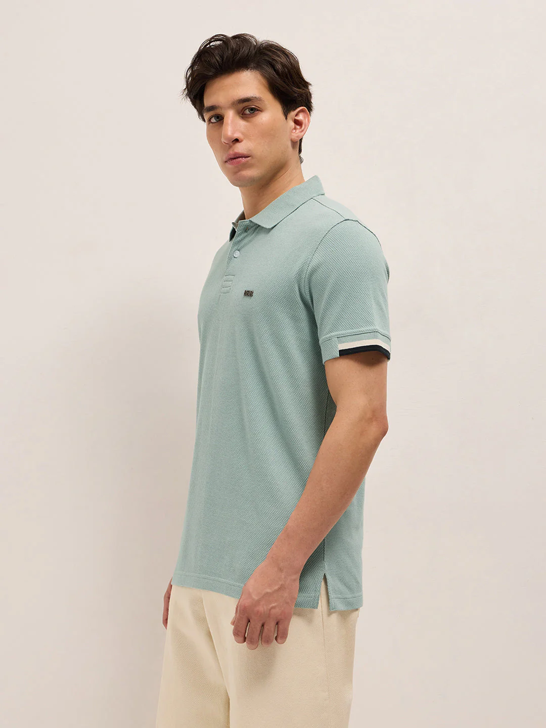 Men Blue Slim Fit Polo - Image 3