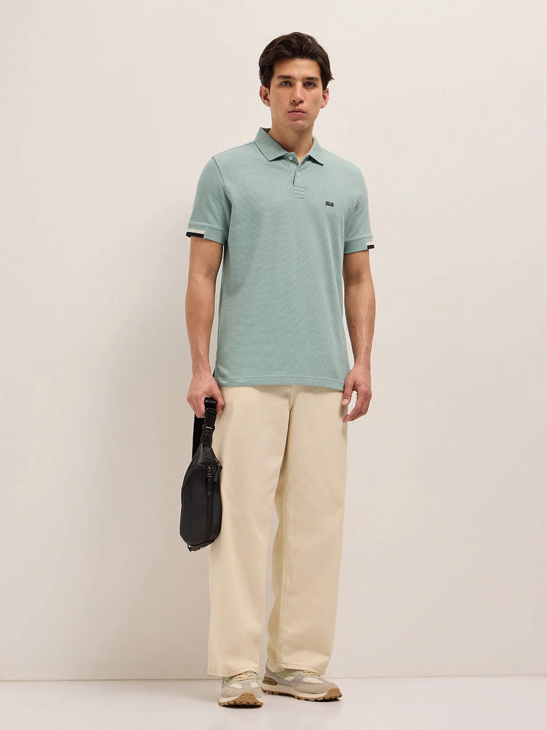 Men Blue Slim Fit Polo - Image 4