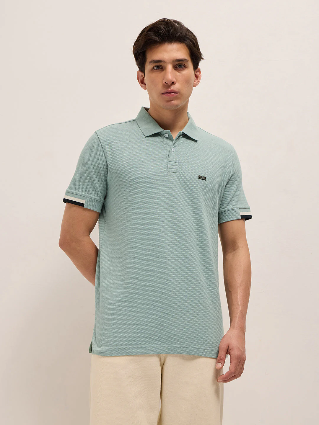 Men Blue Slim Fit Polo - Image 6