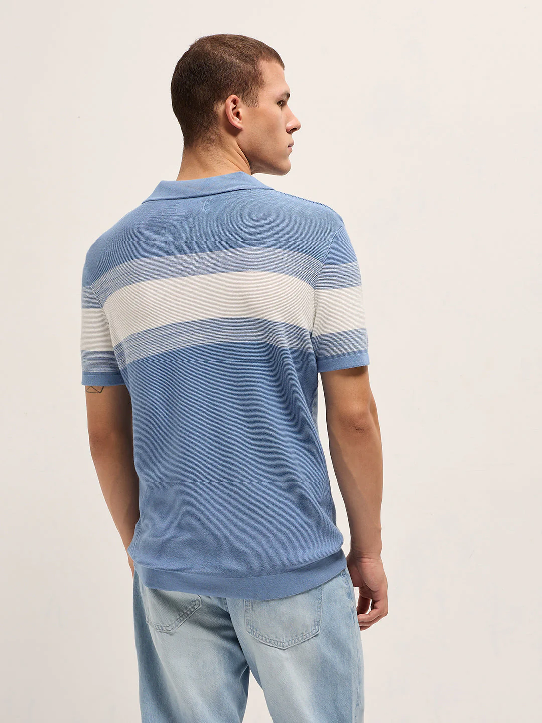 Men Blue Slim Fit Polo - Image 2