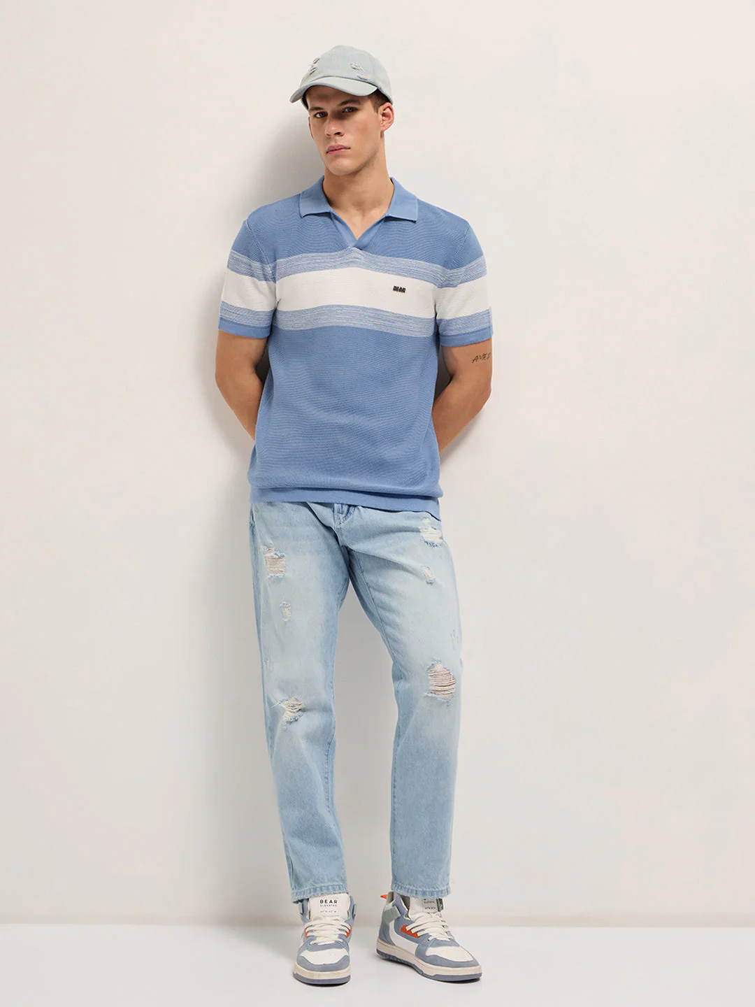 Men Blue Slim Fit Polo - Image 4