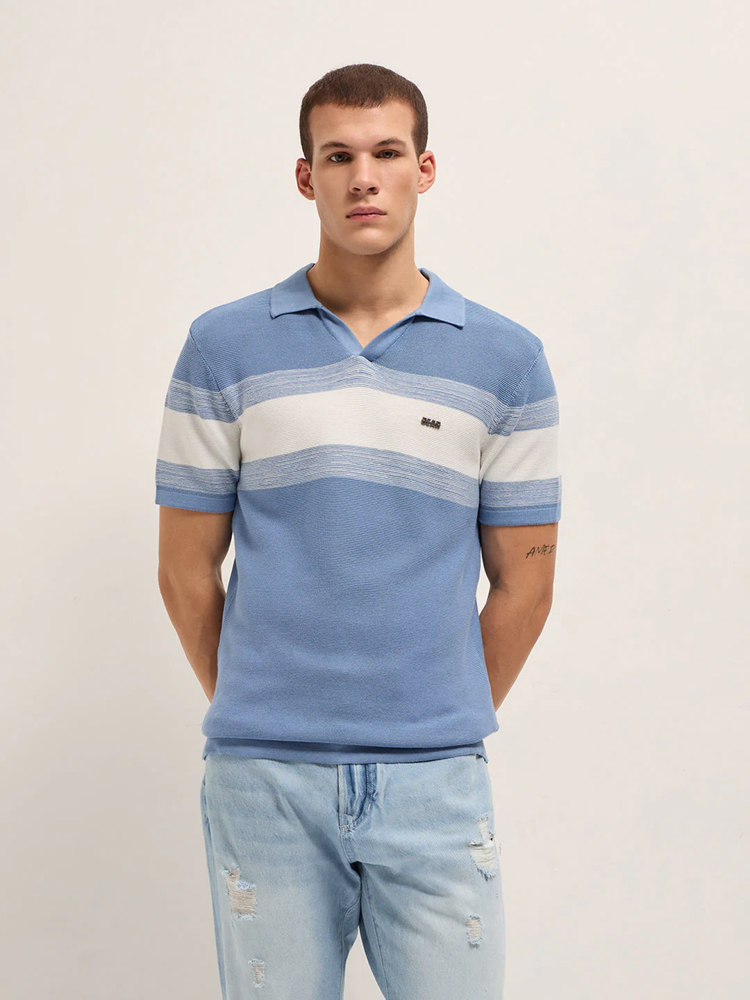 Men Blue Slim Fit Polo - Image 5