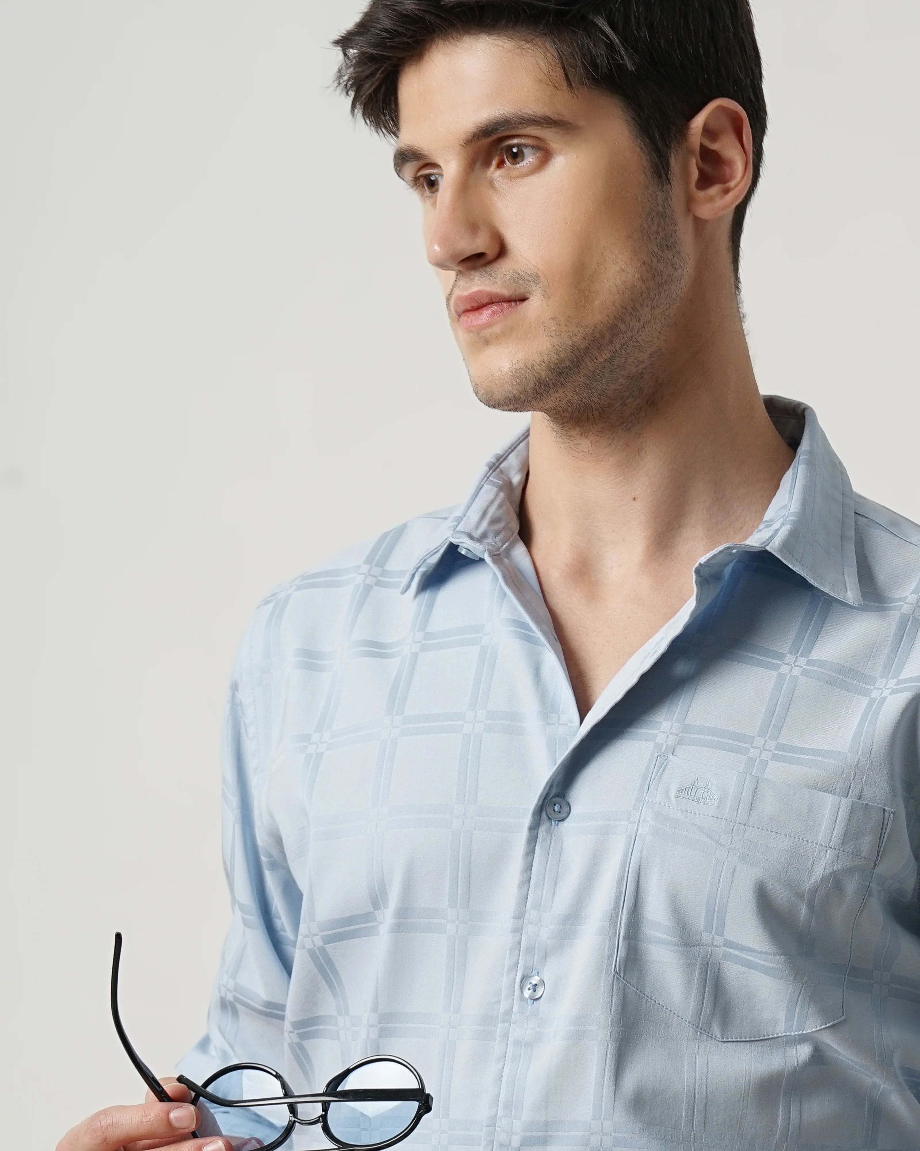 Men Blue Slim Fit Shirt - Image 3