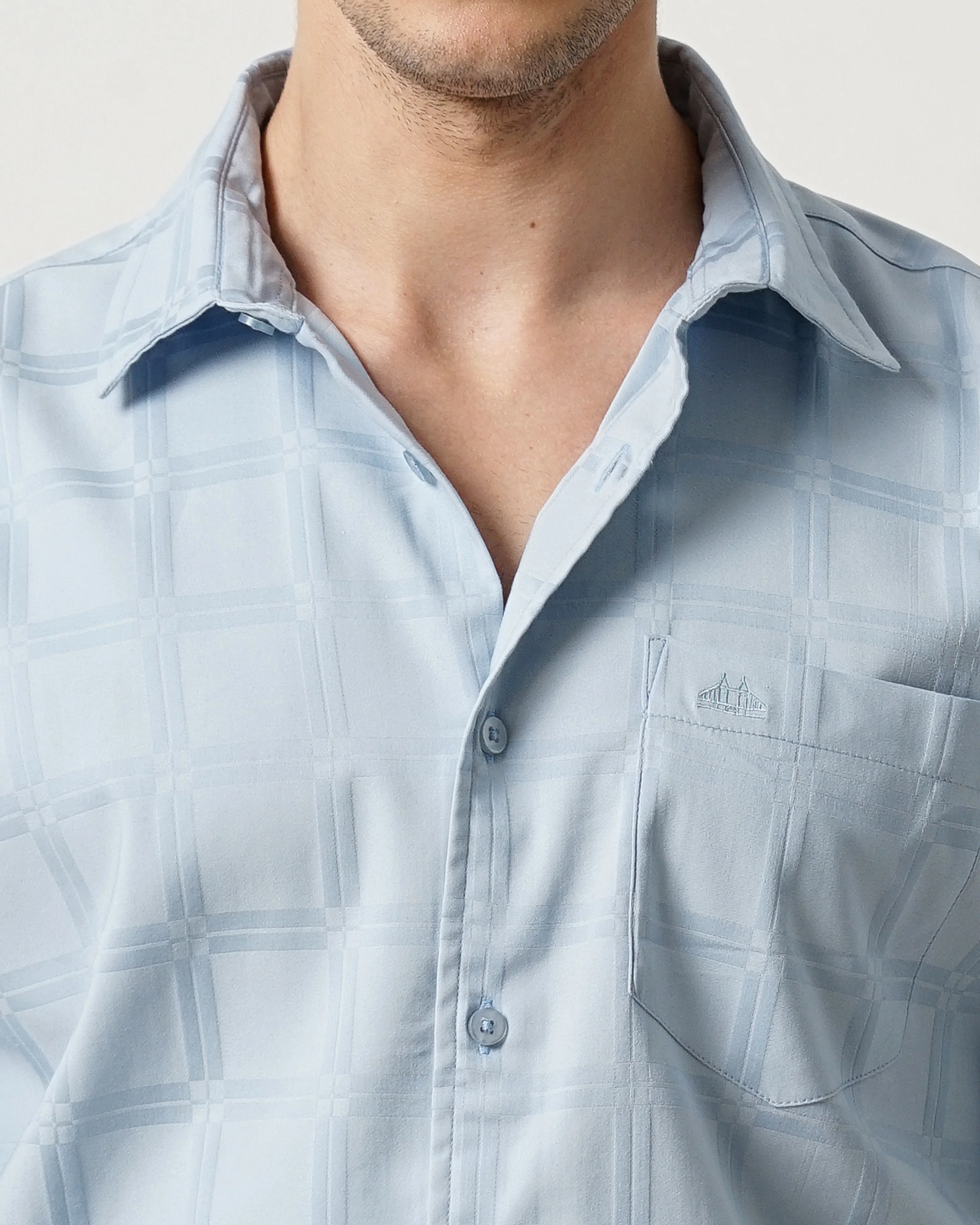 Men Blue Slim Fit Shirt - Image 4