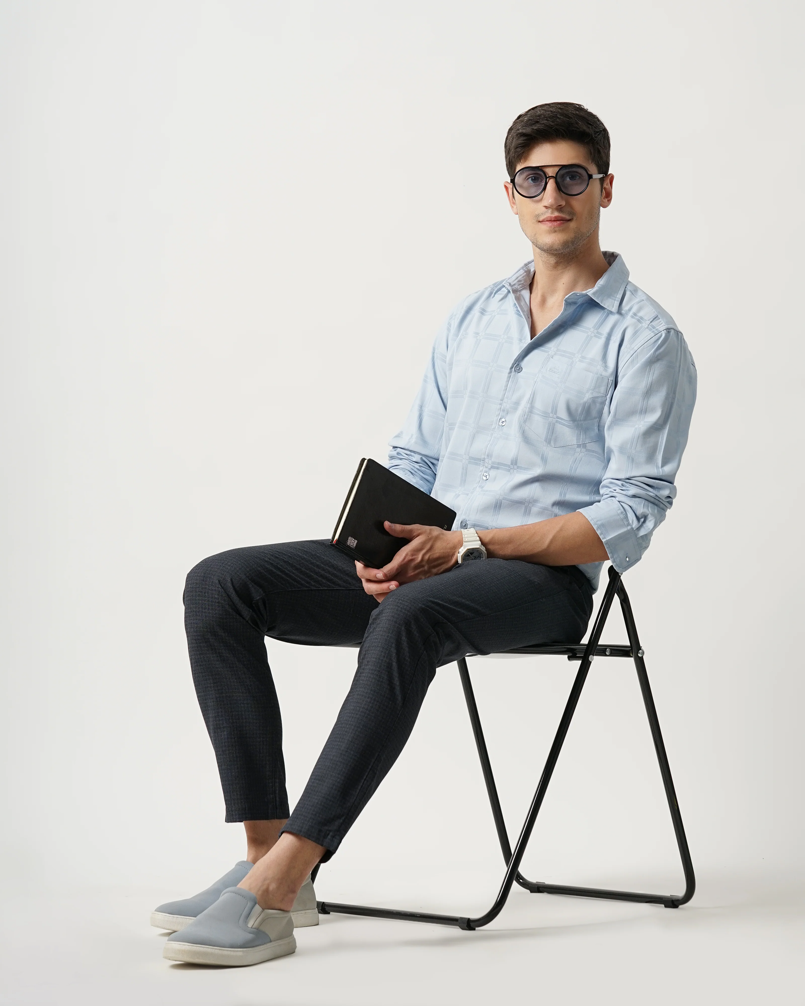 Men Blue Slim Fit Shirt - Image 6