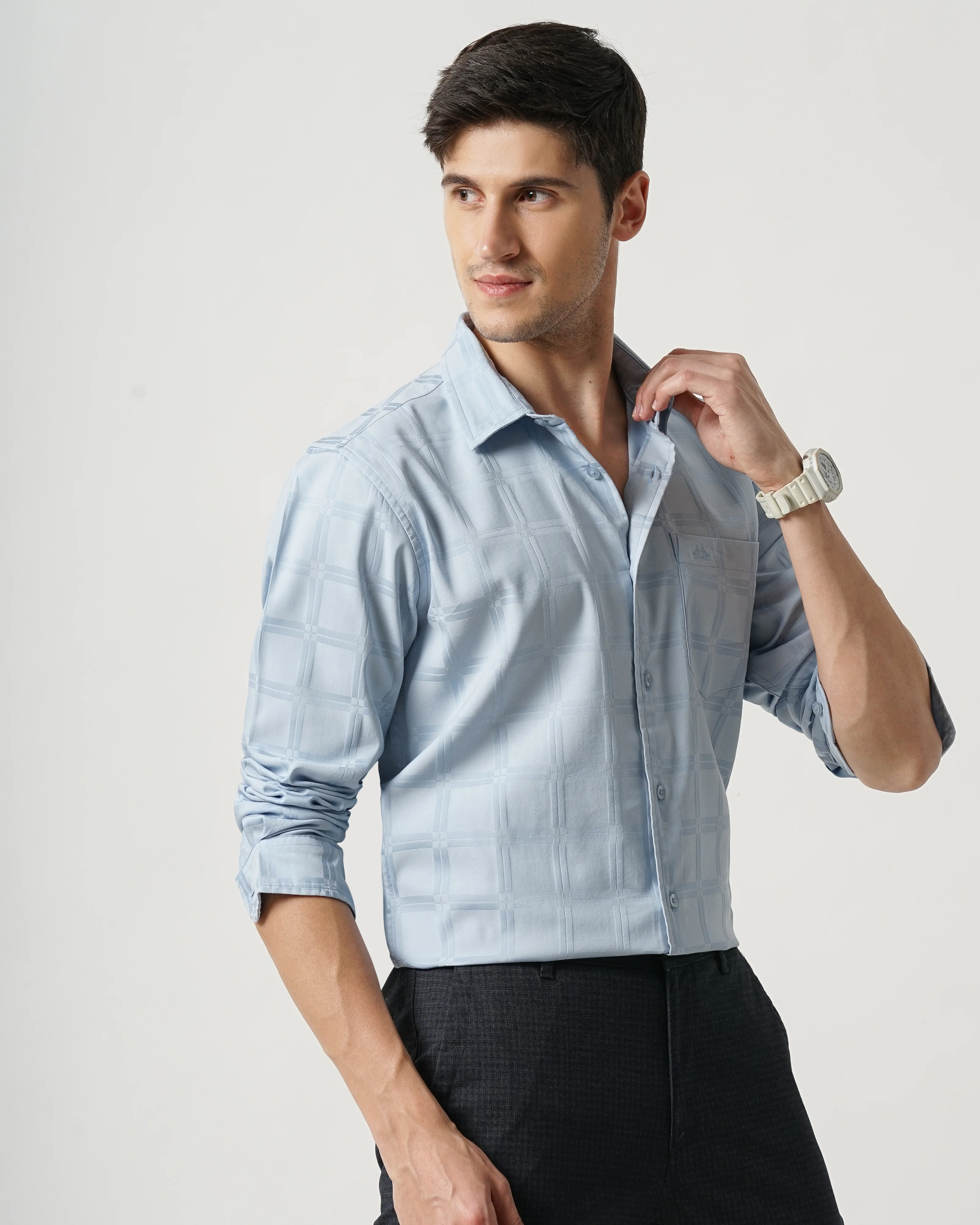 Men Blue Slim Fit Shirt - Image 9