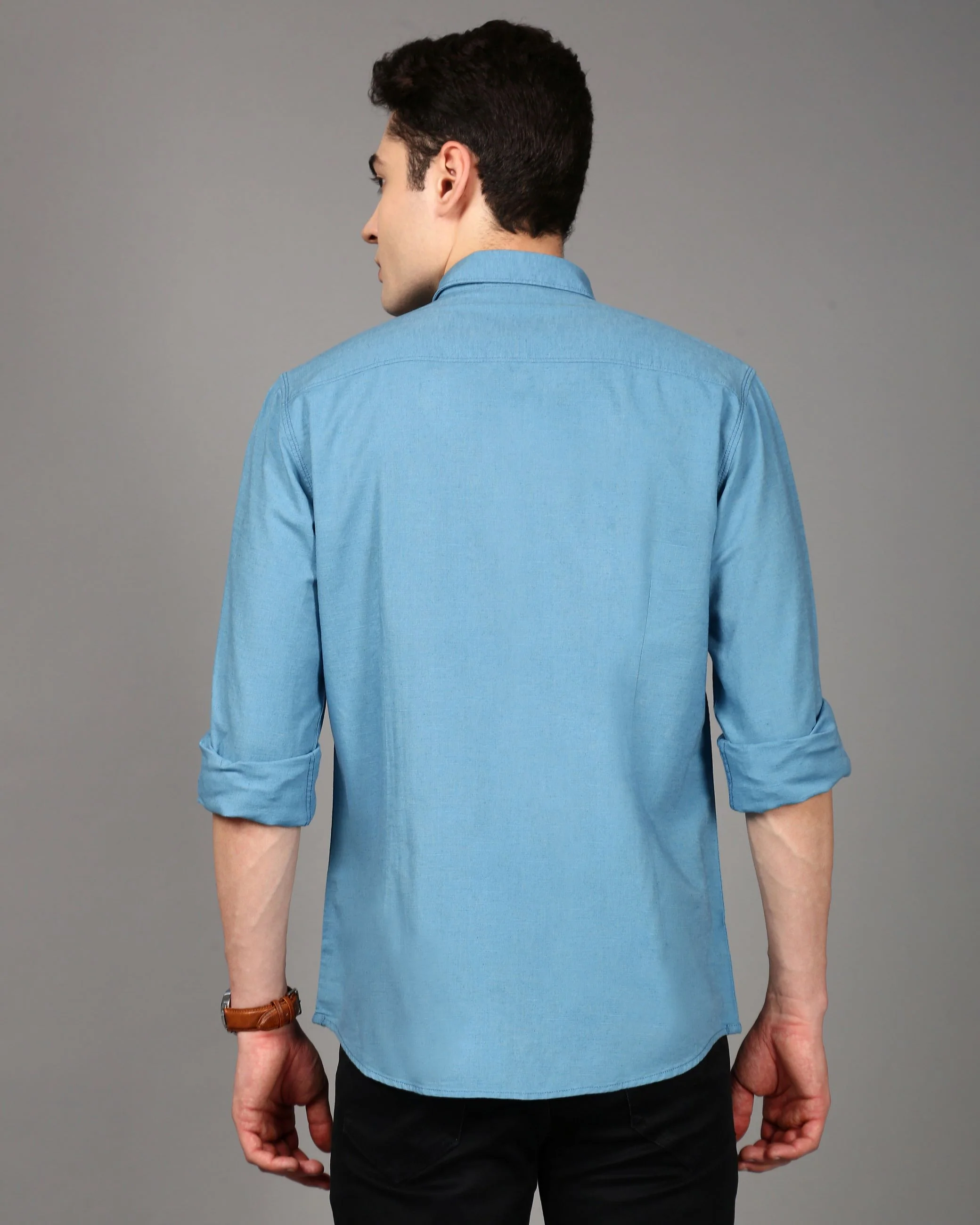 Men Blue Slim Fit Shirt - Image 2