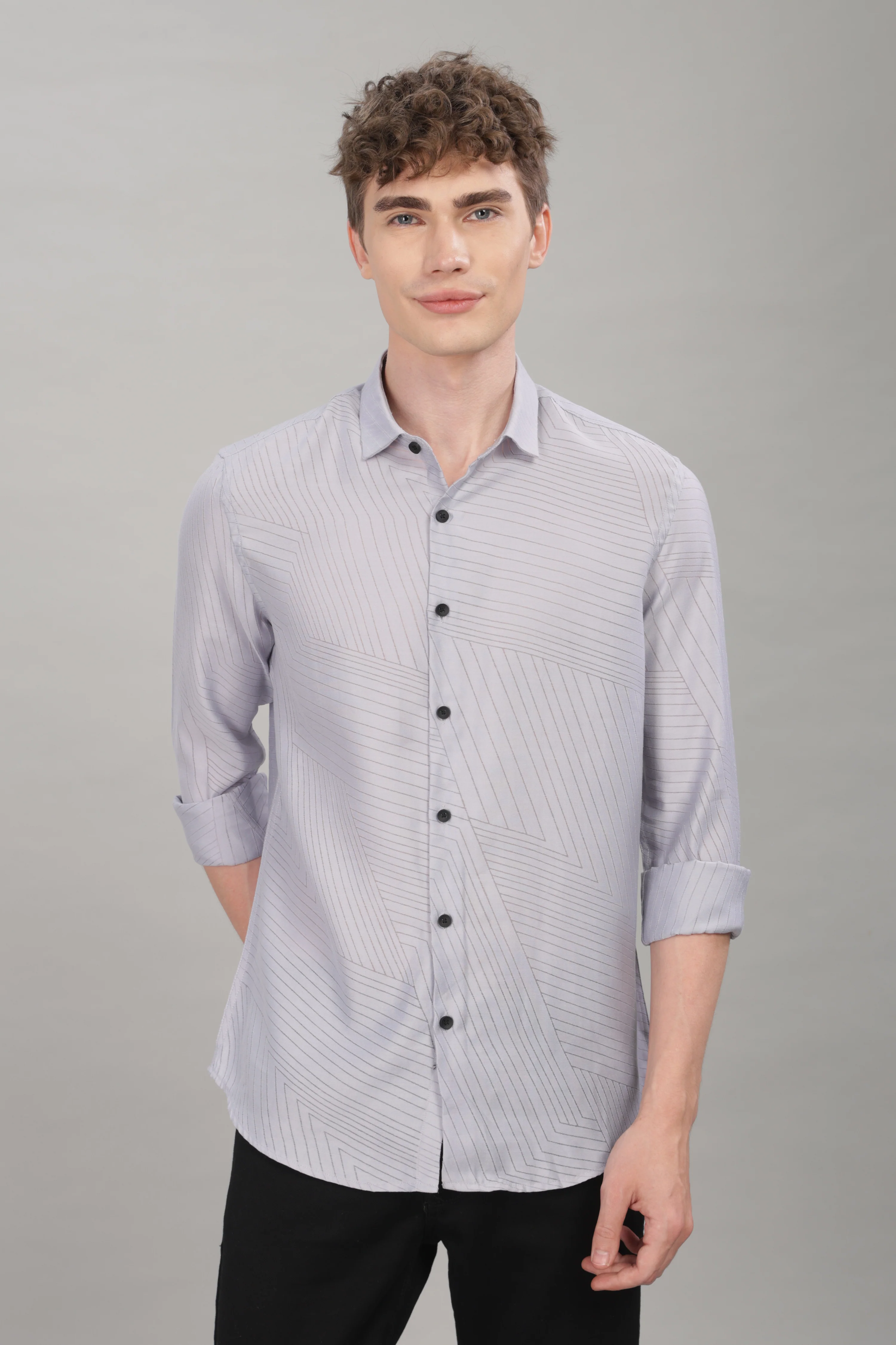 Men Blue Slim Fit Shirt - Image 2