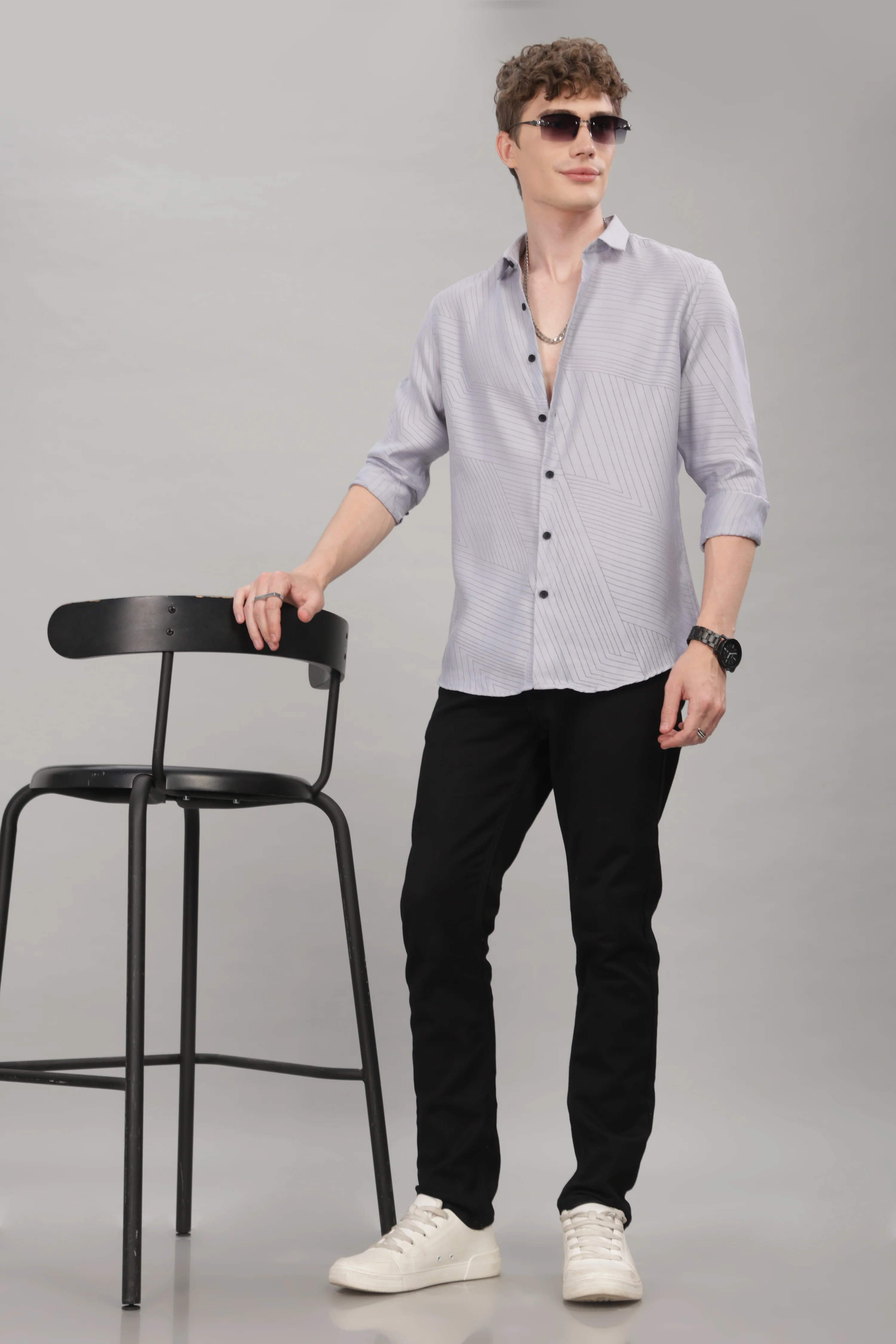 Men Blue Slim Fit Shirt - Image 4