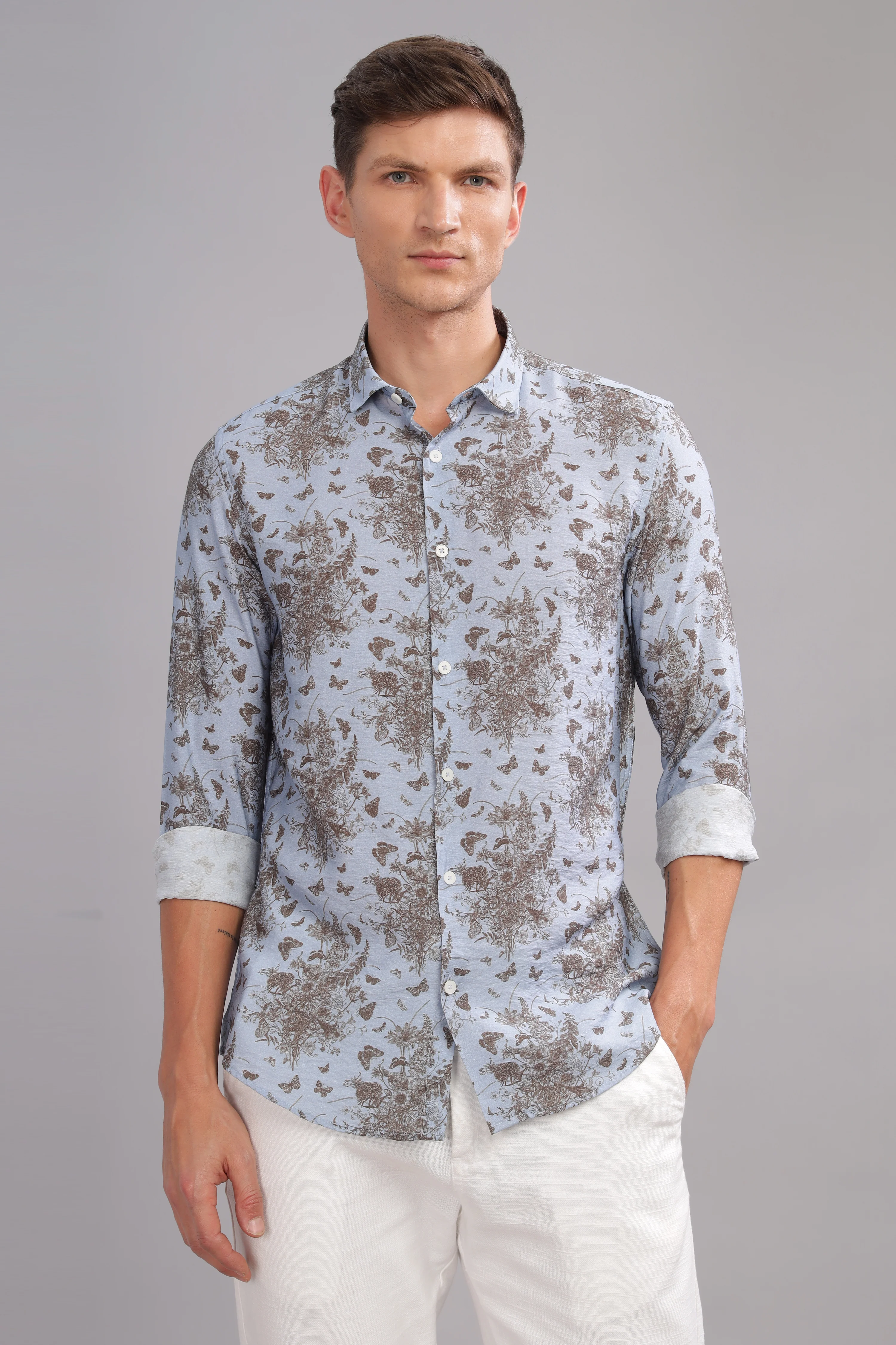 Men Blue Slim Fit Shirt - Image 2