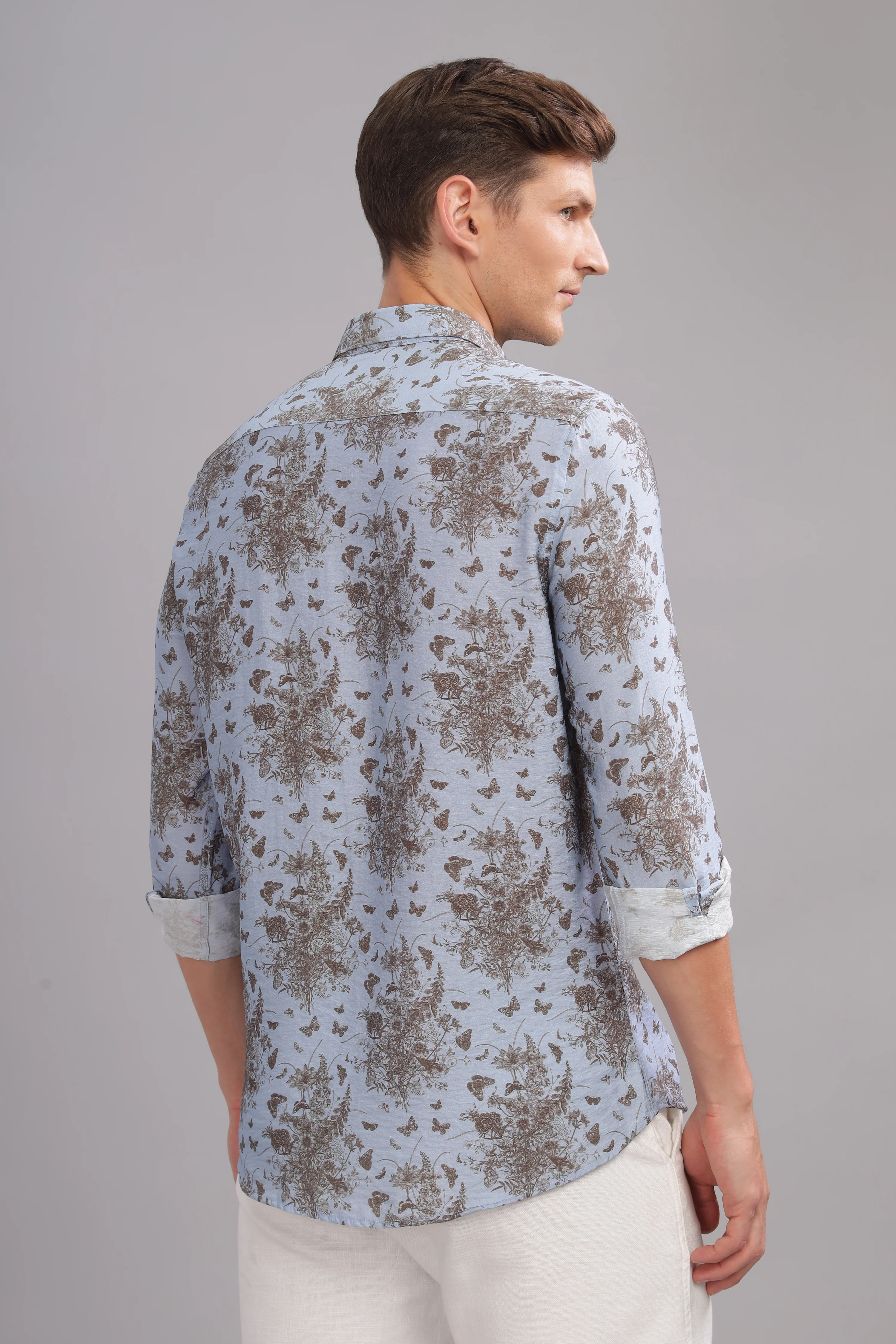 Men Blue Slim Fit Shirt - Image 3