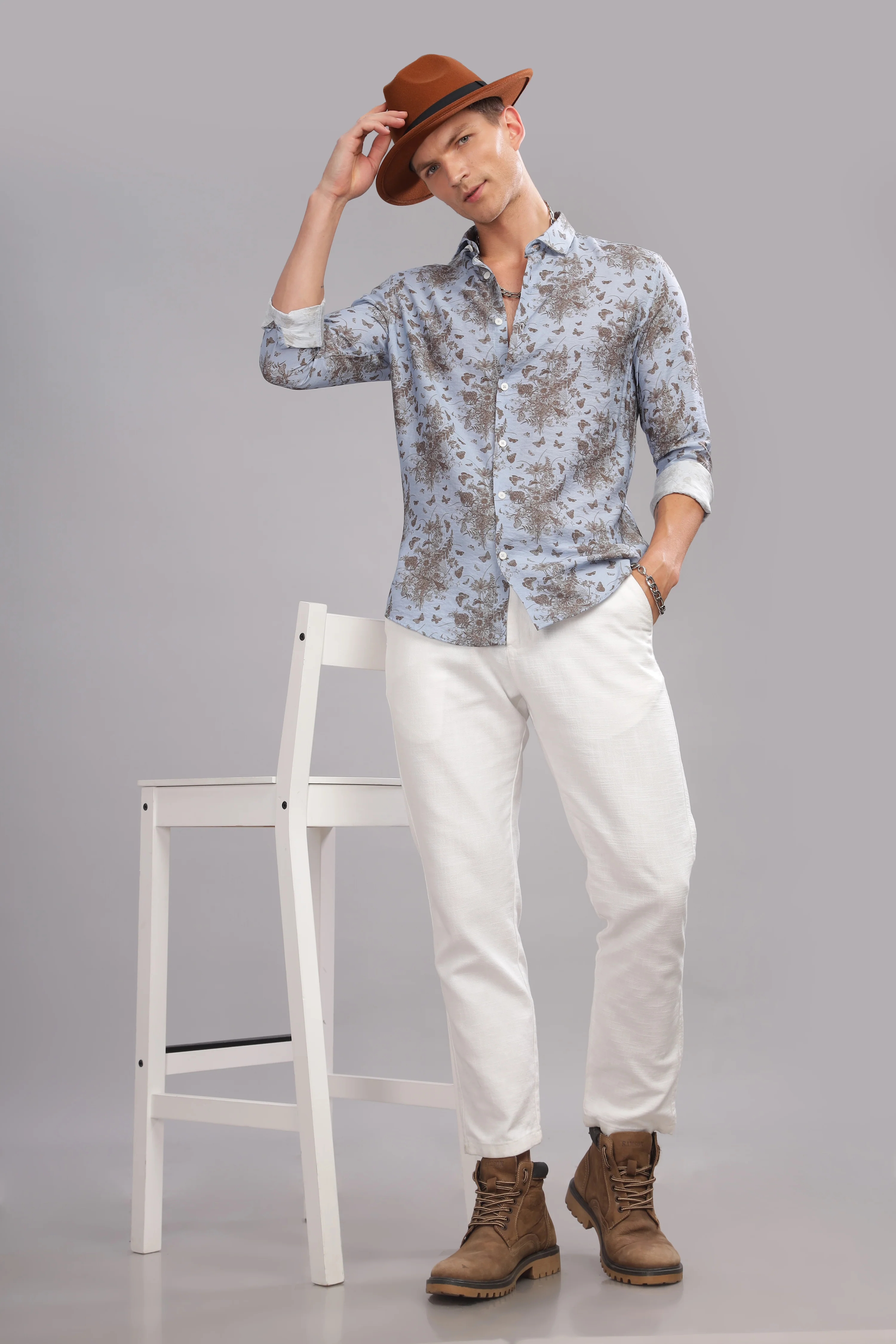 Men Blue Slim Fit Shirt - Image 4
