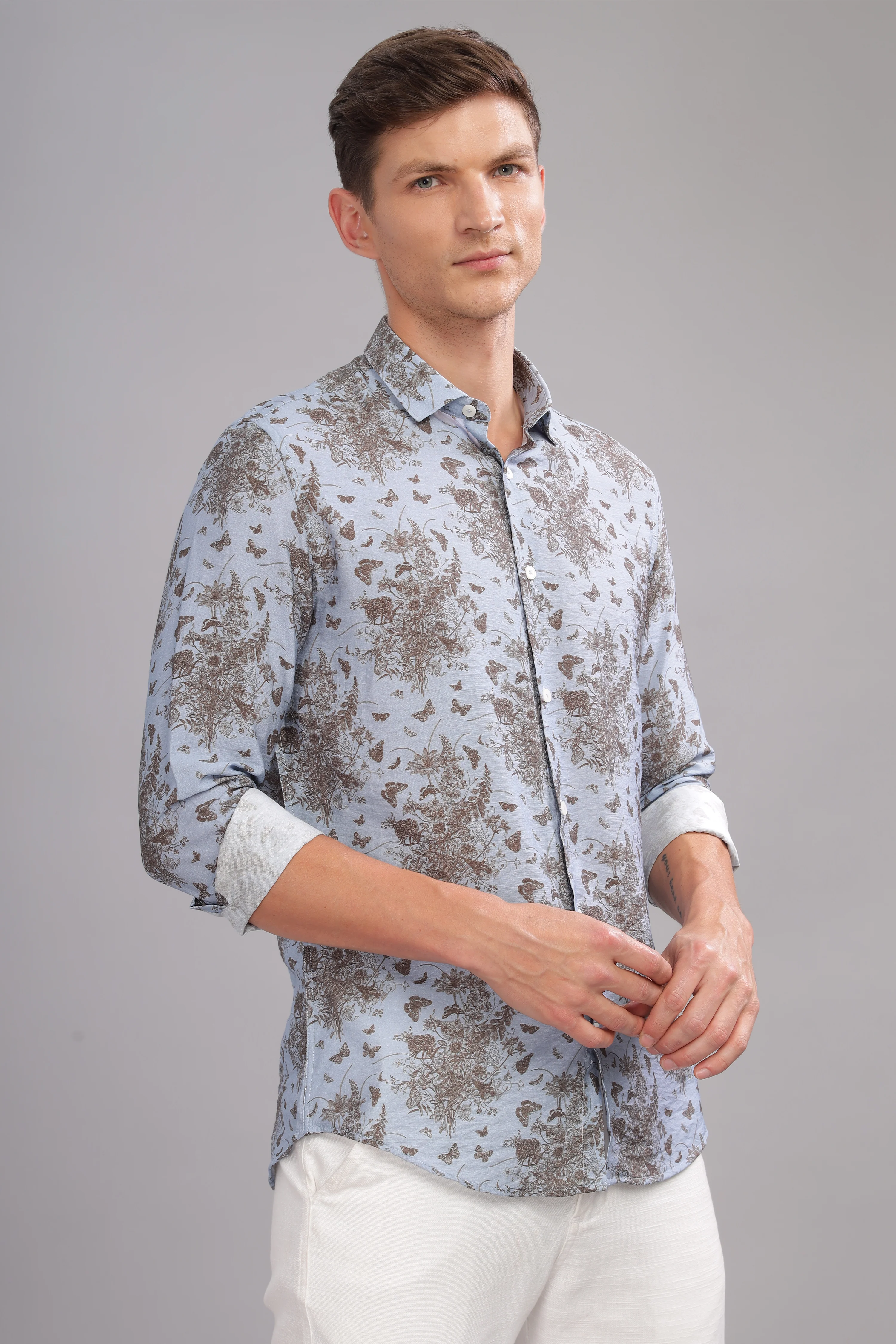 Men Blue Slim Fit Shirt - Image 5