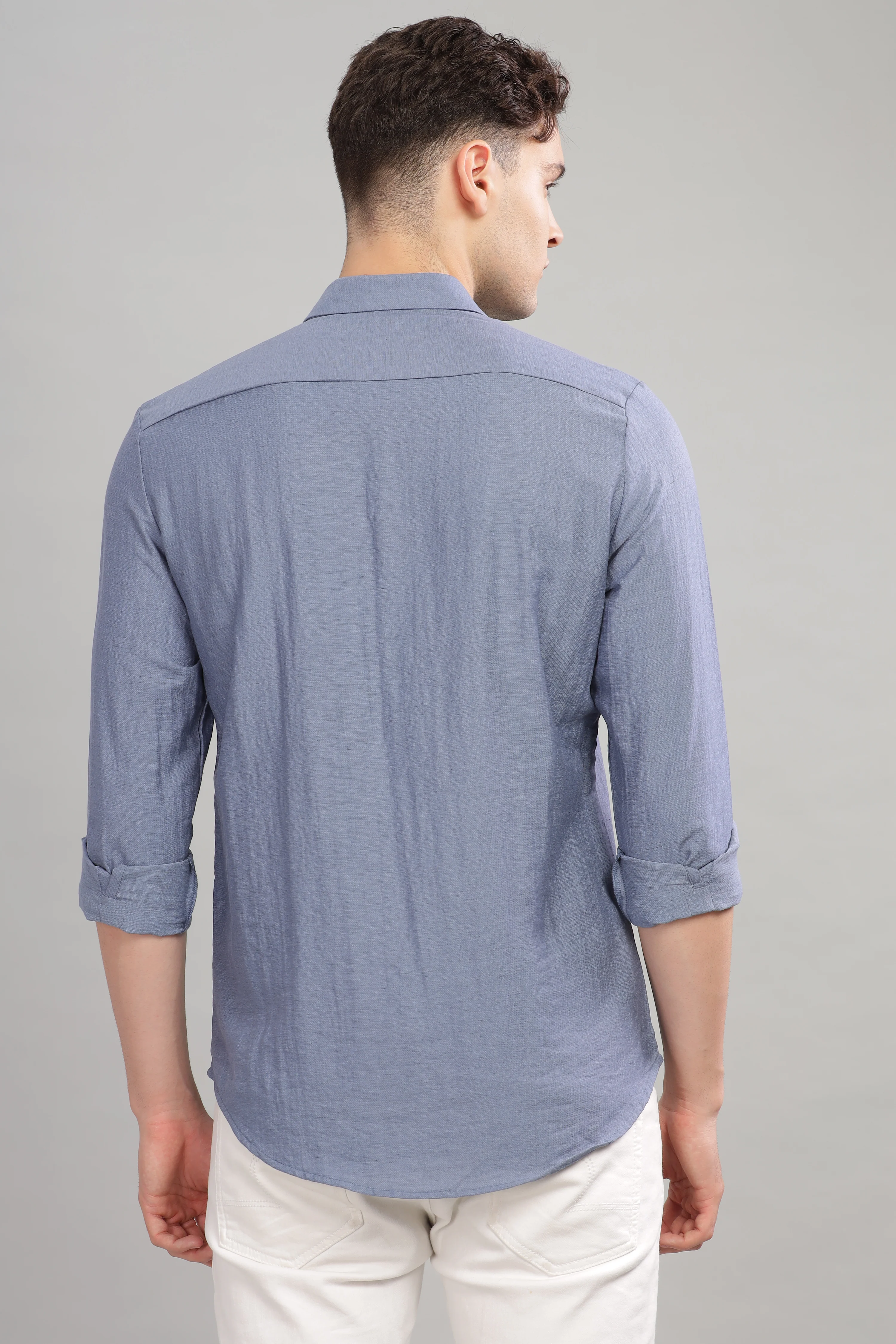 Men Blue Slim Fit Shirt - Image 3