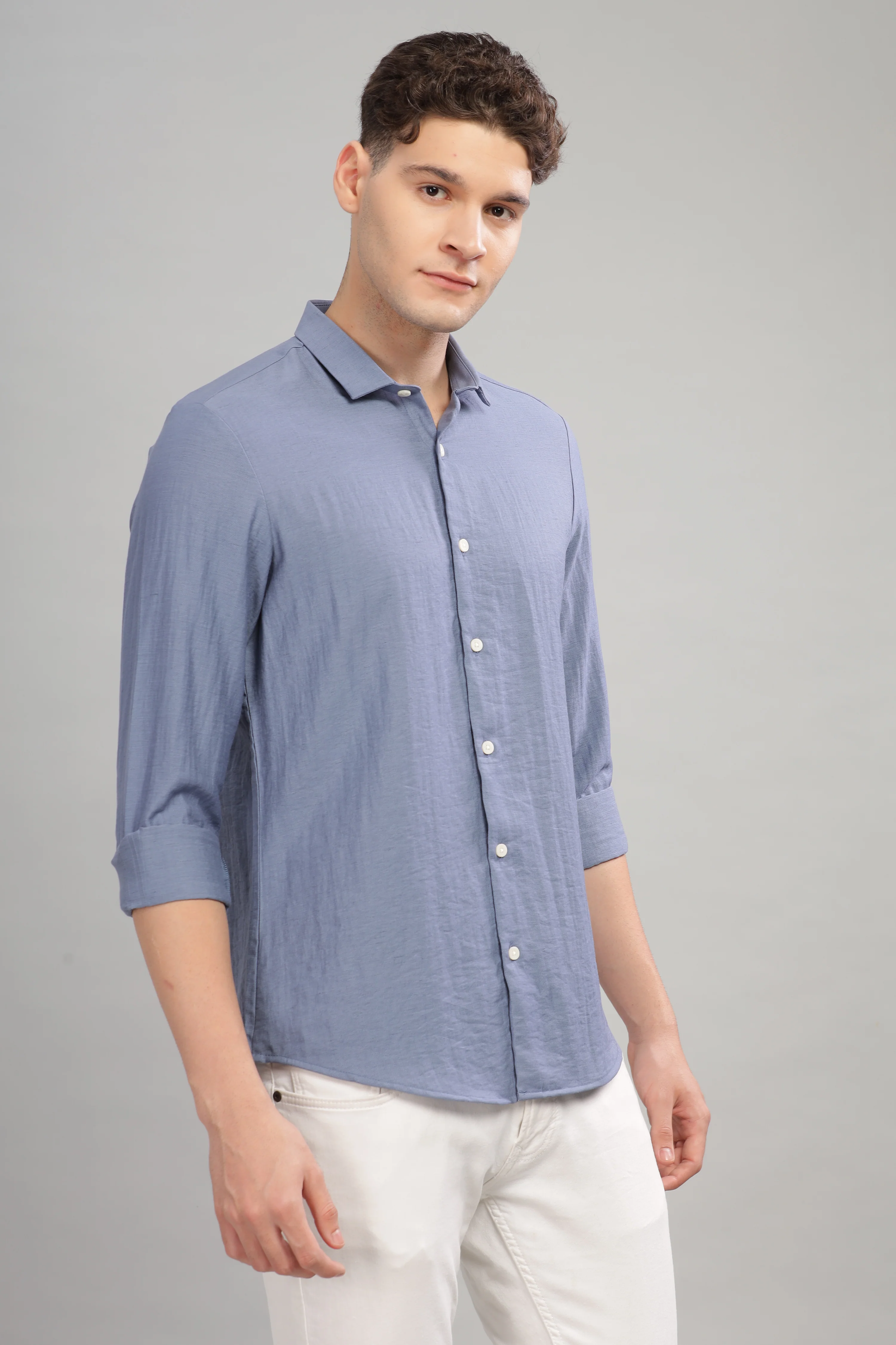 Men Blue Slim Fit Shirt - Image 5
