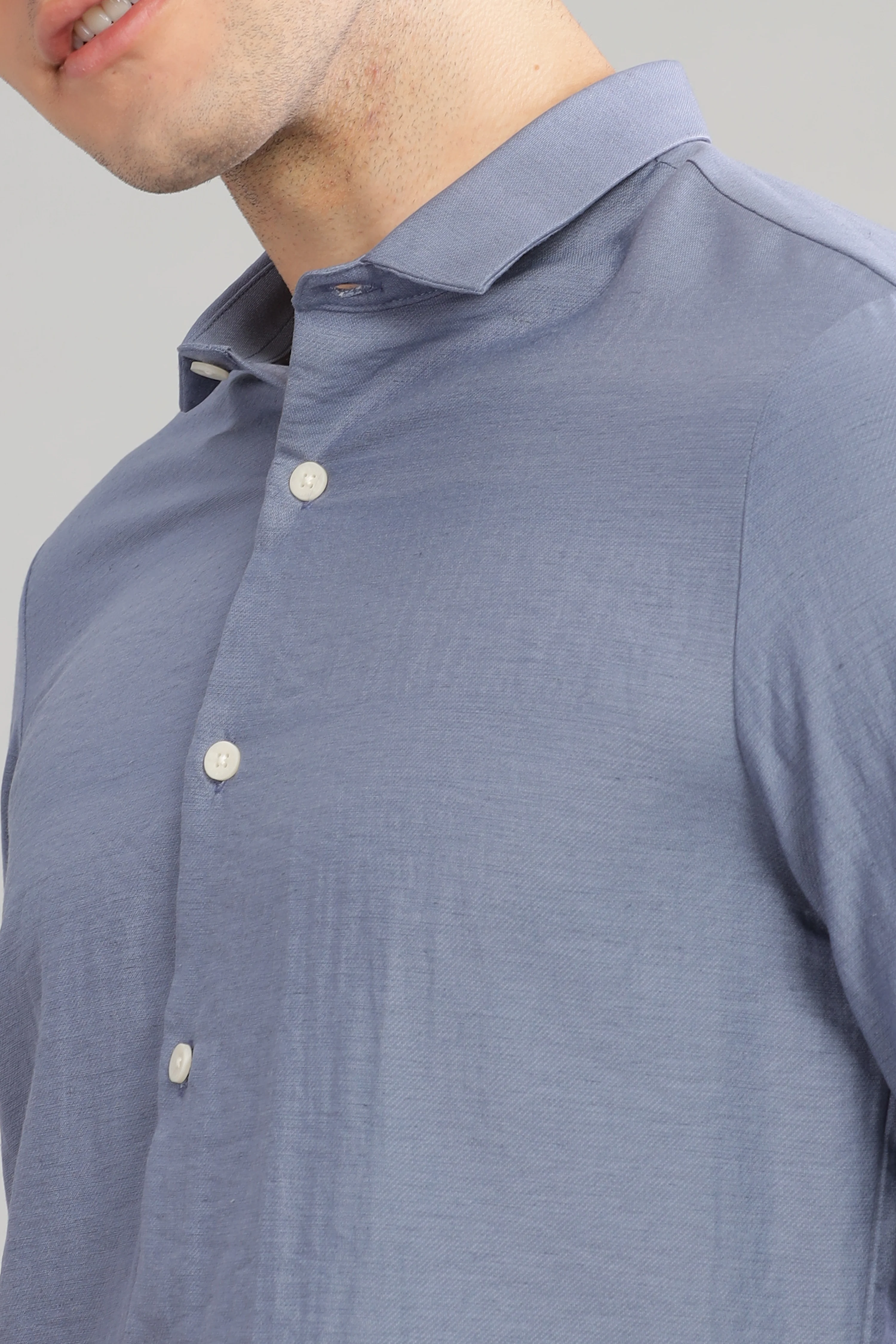 Men Blue Slim Fit Shirt - Image 6