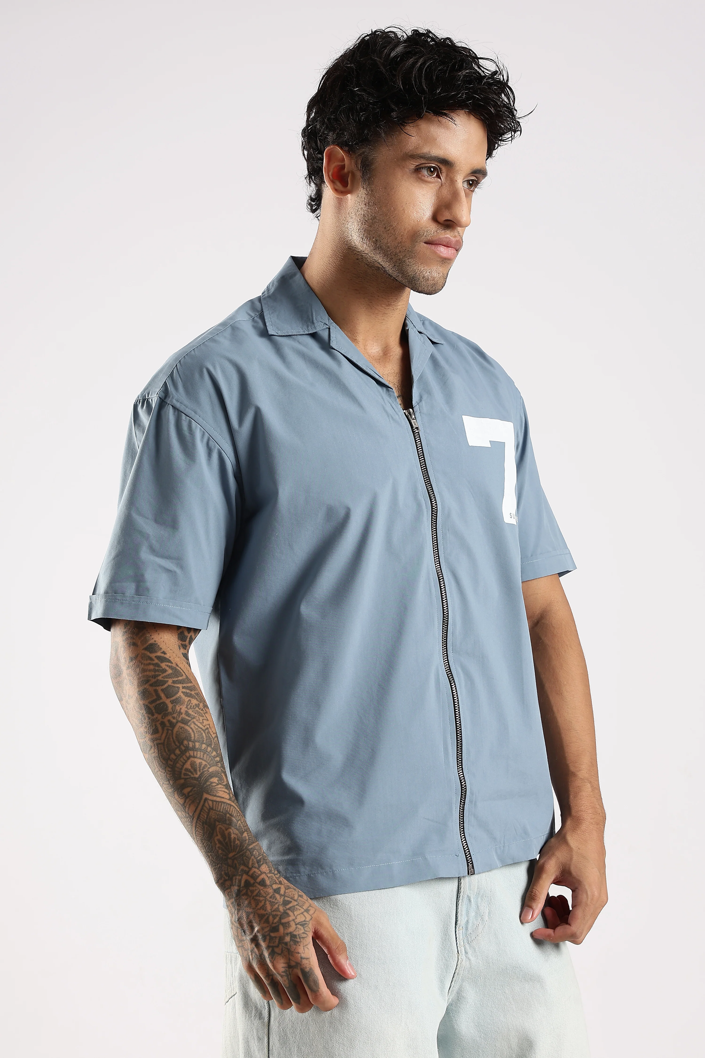 Men Blue Slim Fit Shirt - Image 3