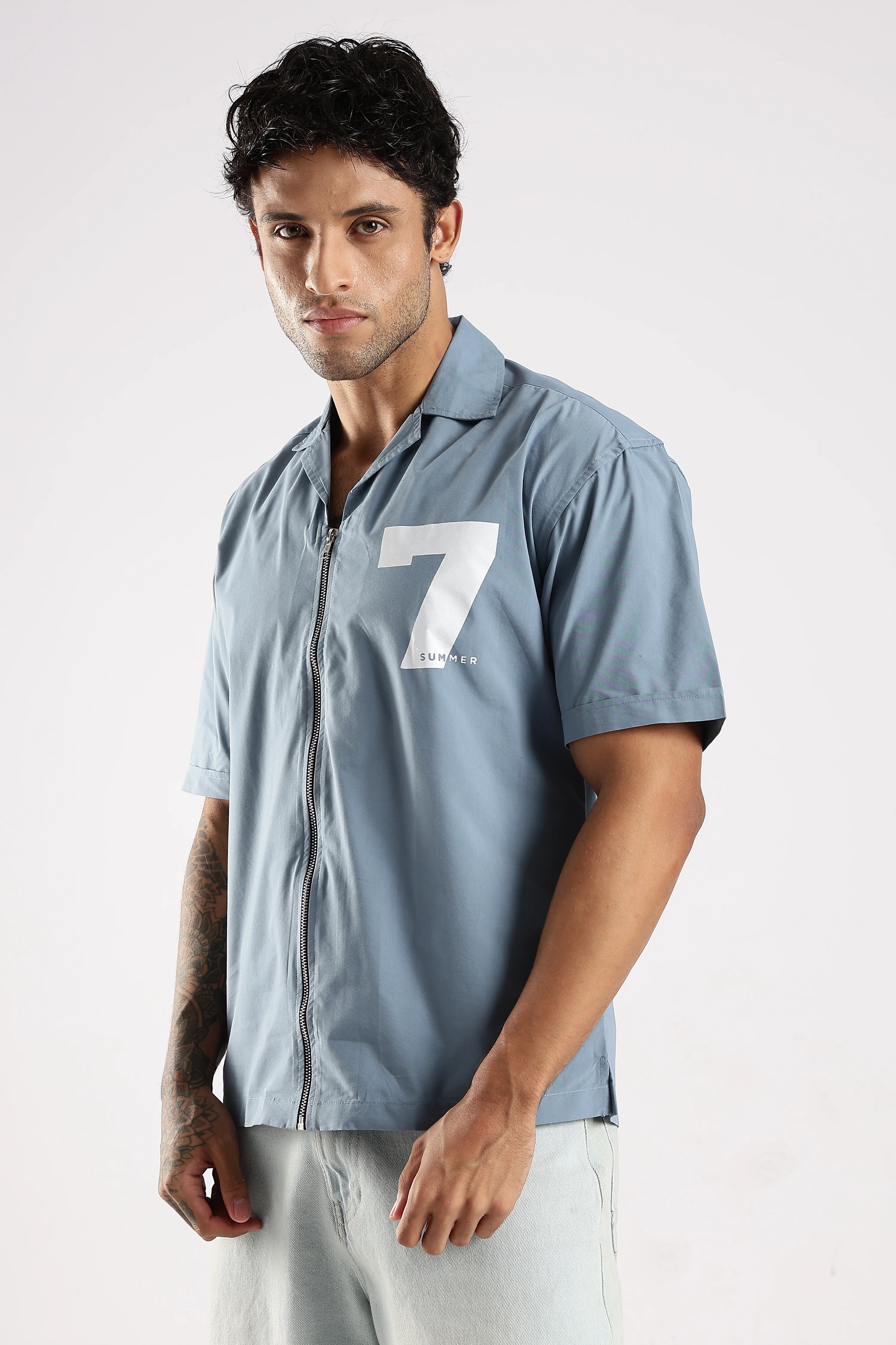 Men Blue Slim Fit Shirt - Image 4
