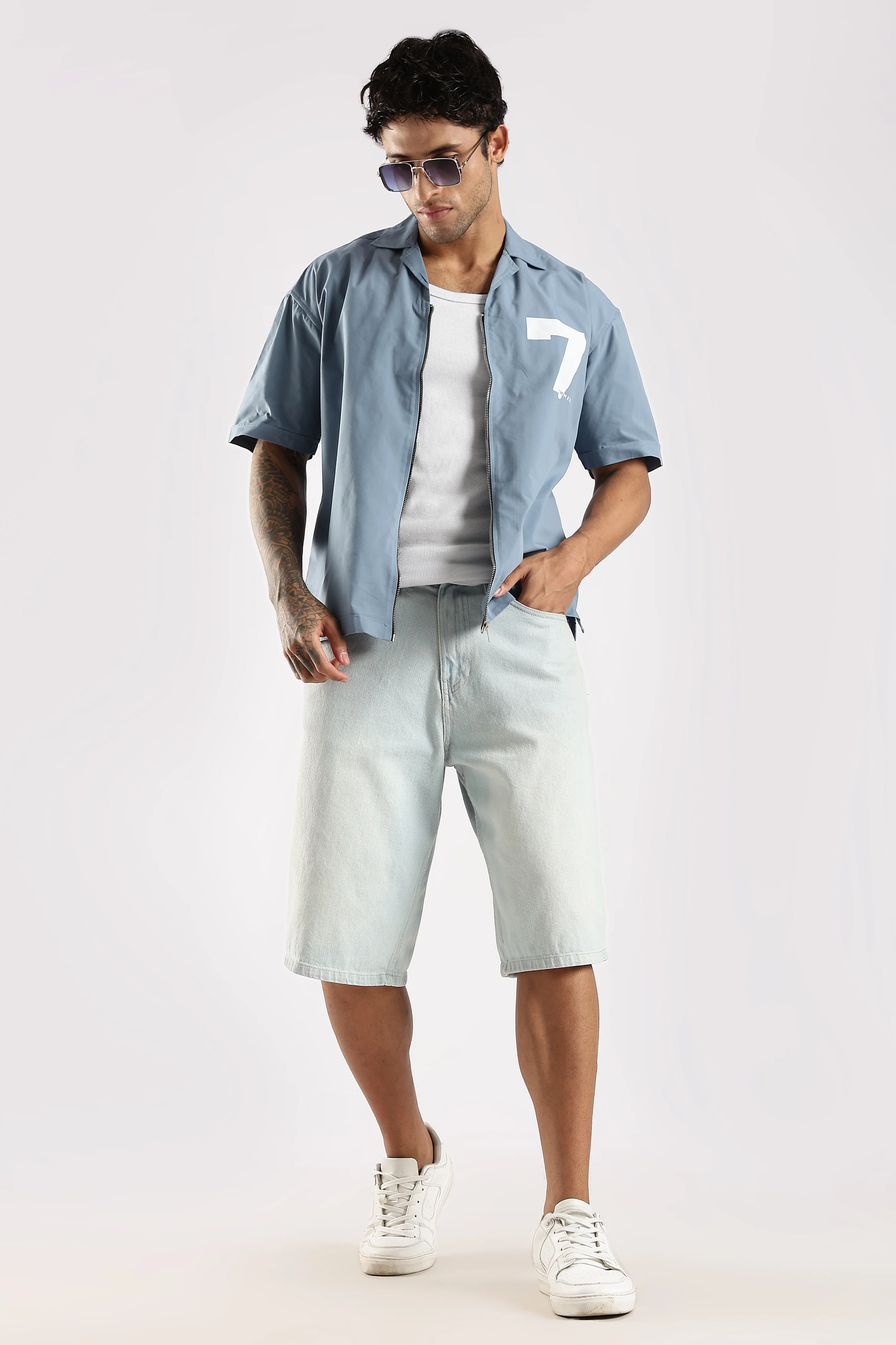 Men Blue Slim Fit Shirt - Image 7
