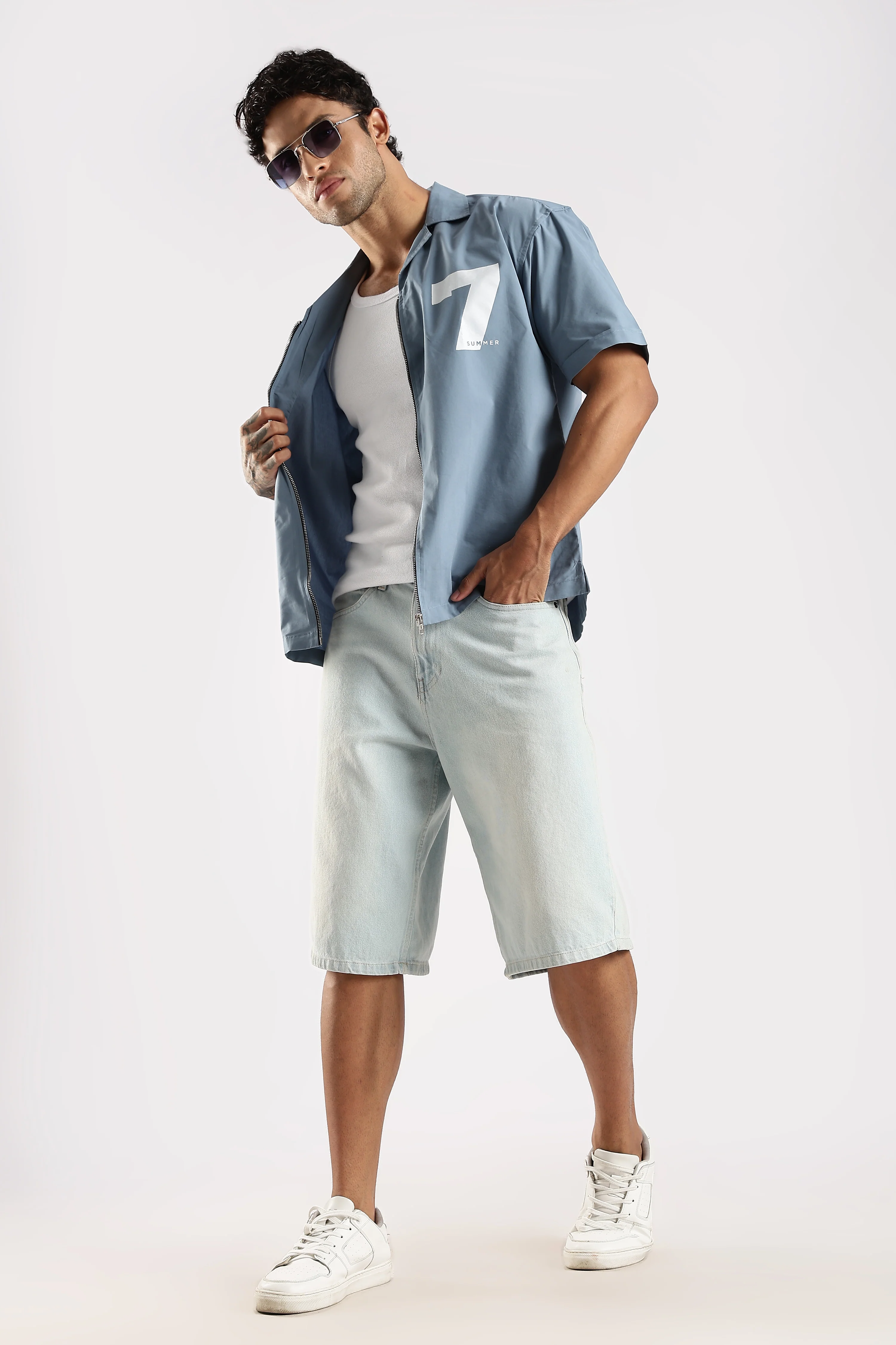 Men Blue Slim Fit Shirt - Image 8