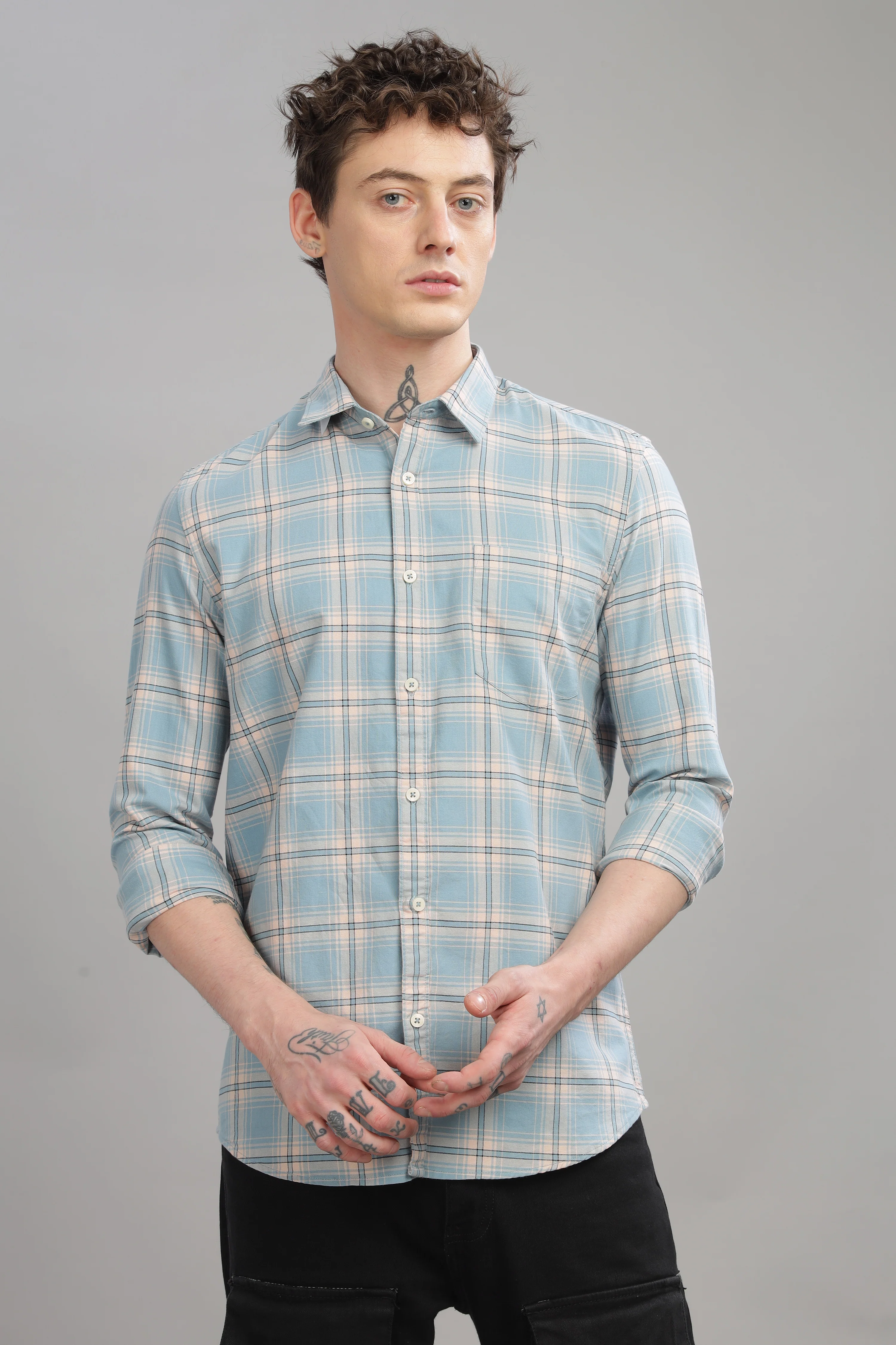 Men Blue Slim Fit Shirt - Image 2