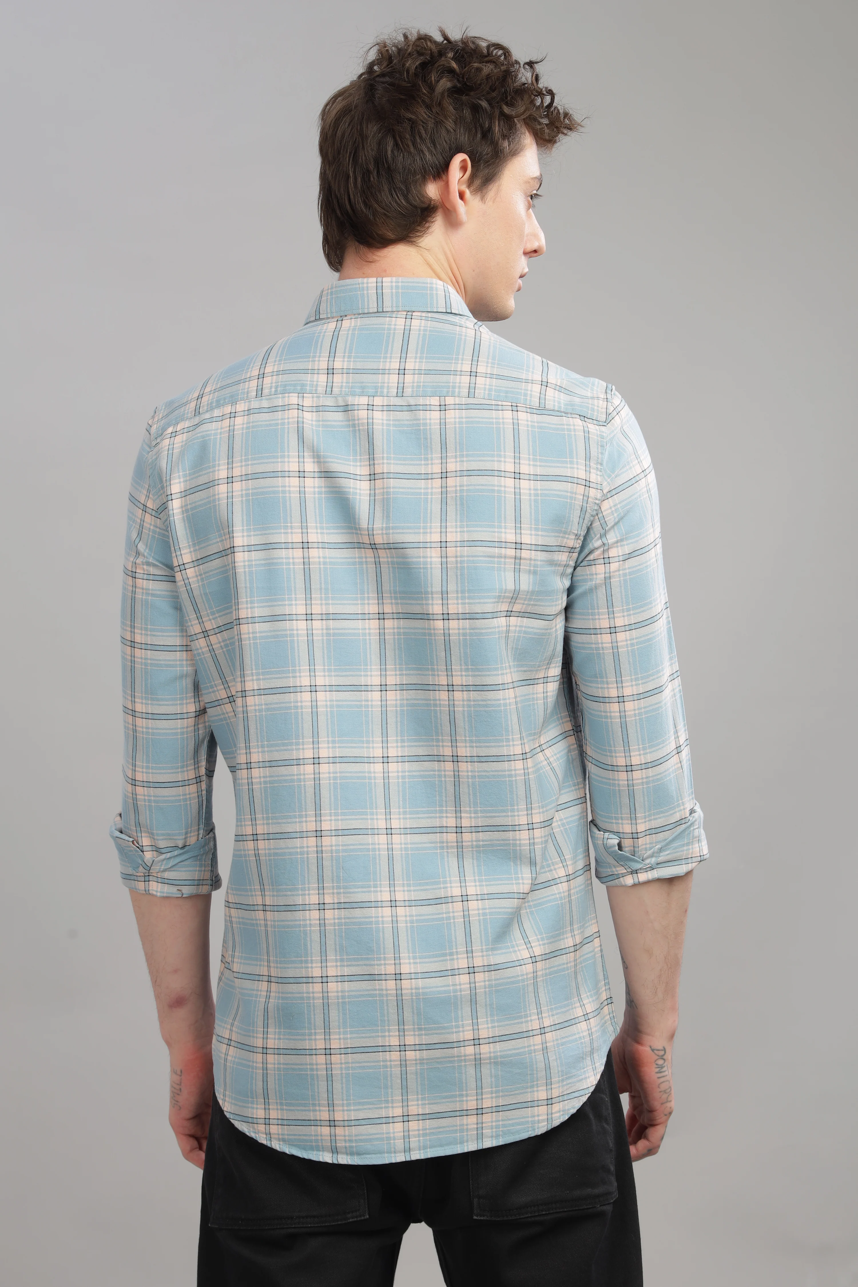 Men Blue Slim Fit Shirt - Image 3