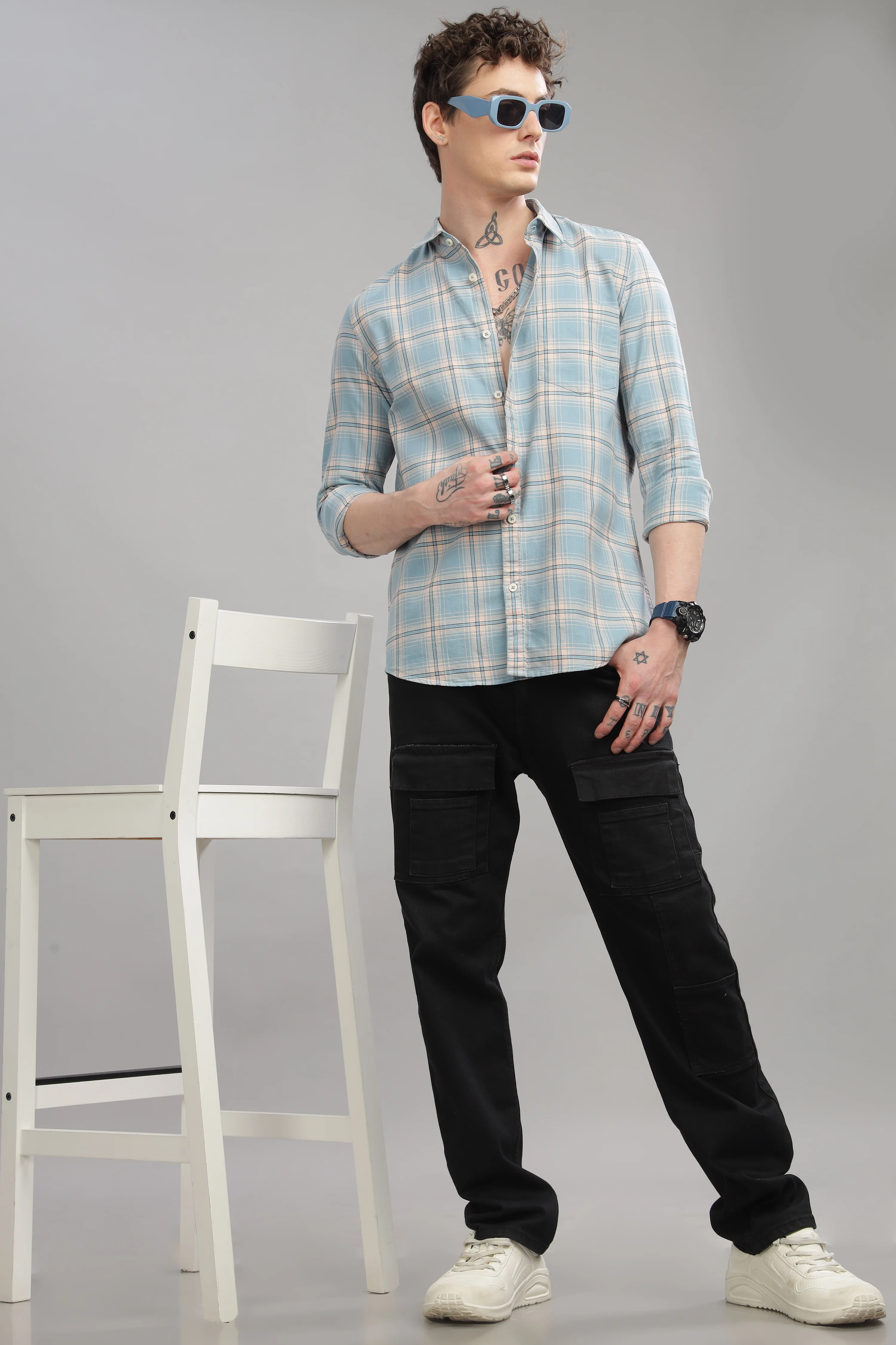 Men Blue Slim Fit Shirt - Image 4