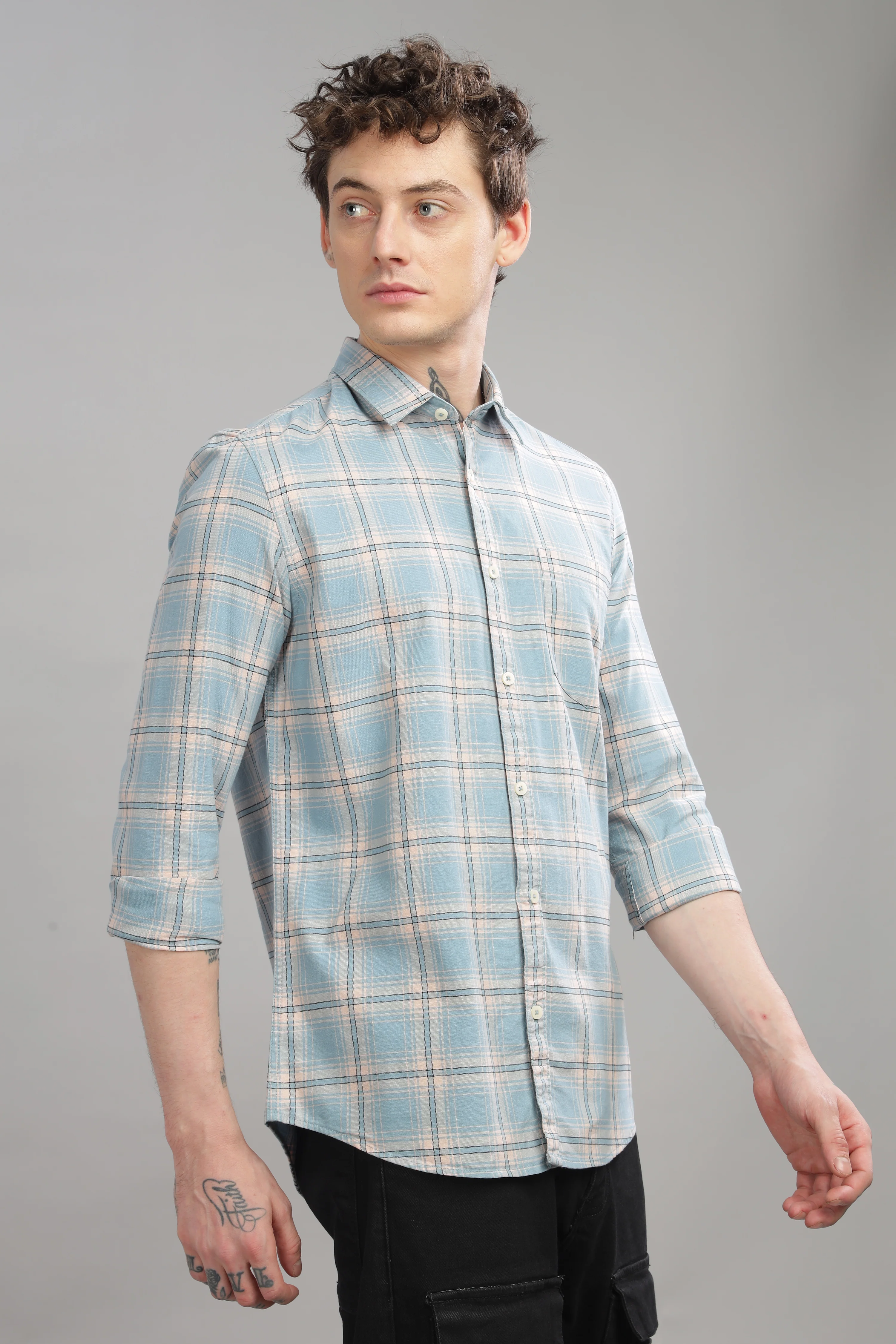 Men Blue Slim Fit Shirt - Image 5