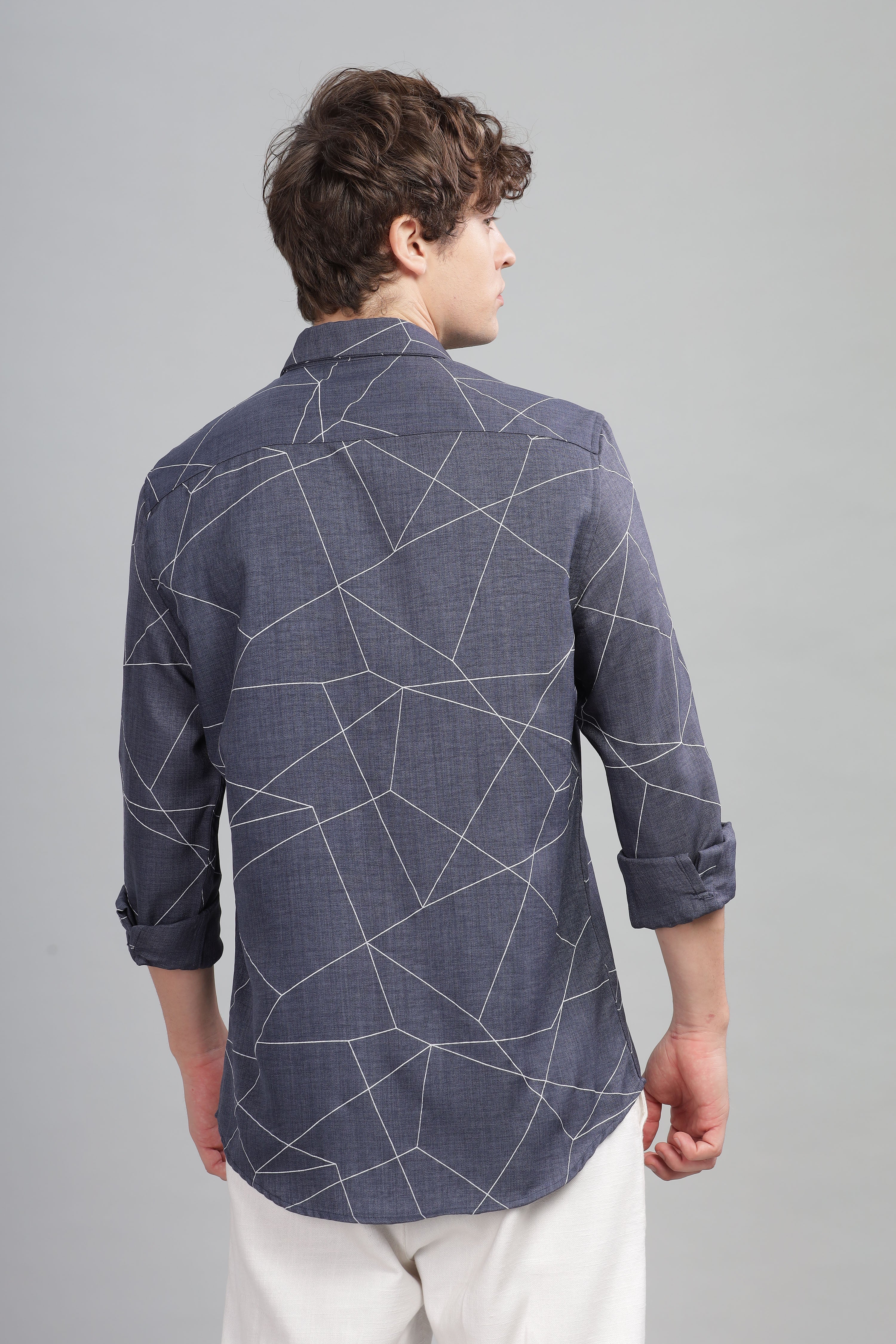 Men Blue Slim Fit Shirt - Image 4