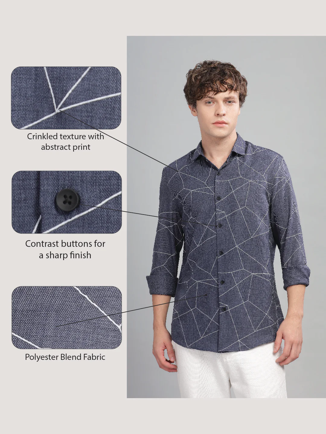 Men Blue Slim Fit Shirt - Image 6
