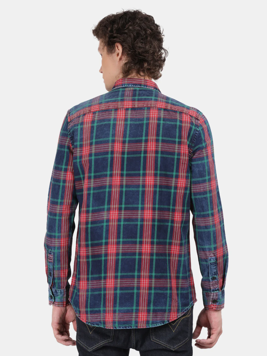 Men Blue Slim Fit Spread Collar Full Sleeve Casual Shirt - Image 3