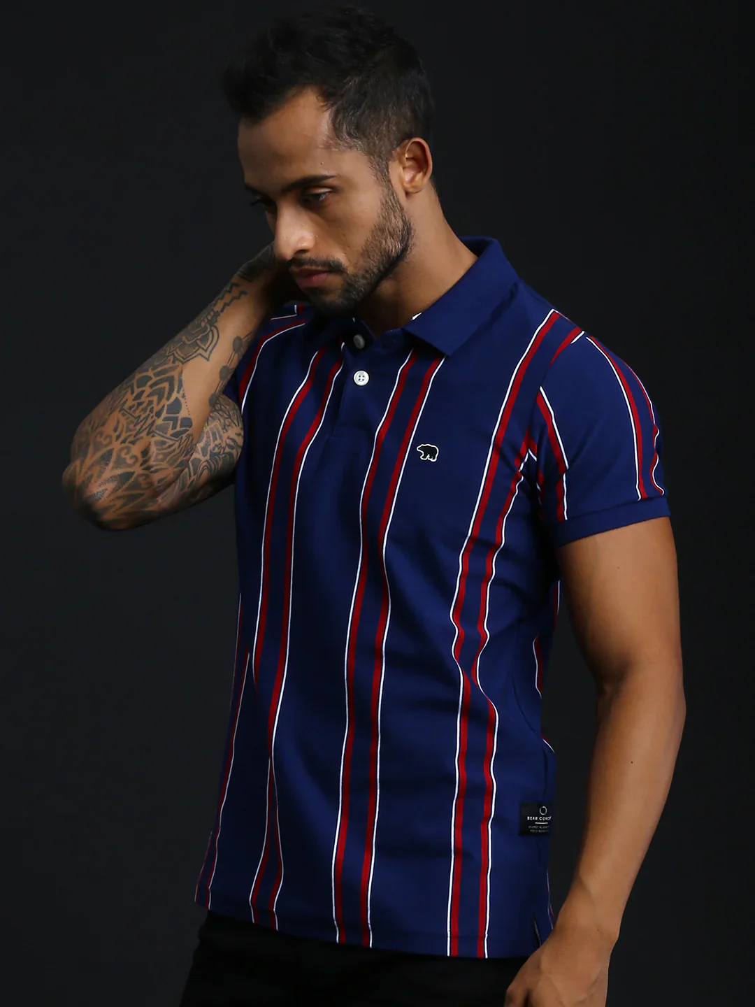 Men Blue Slim Overdyed Polo - Image 5