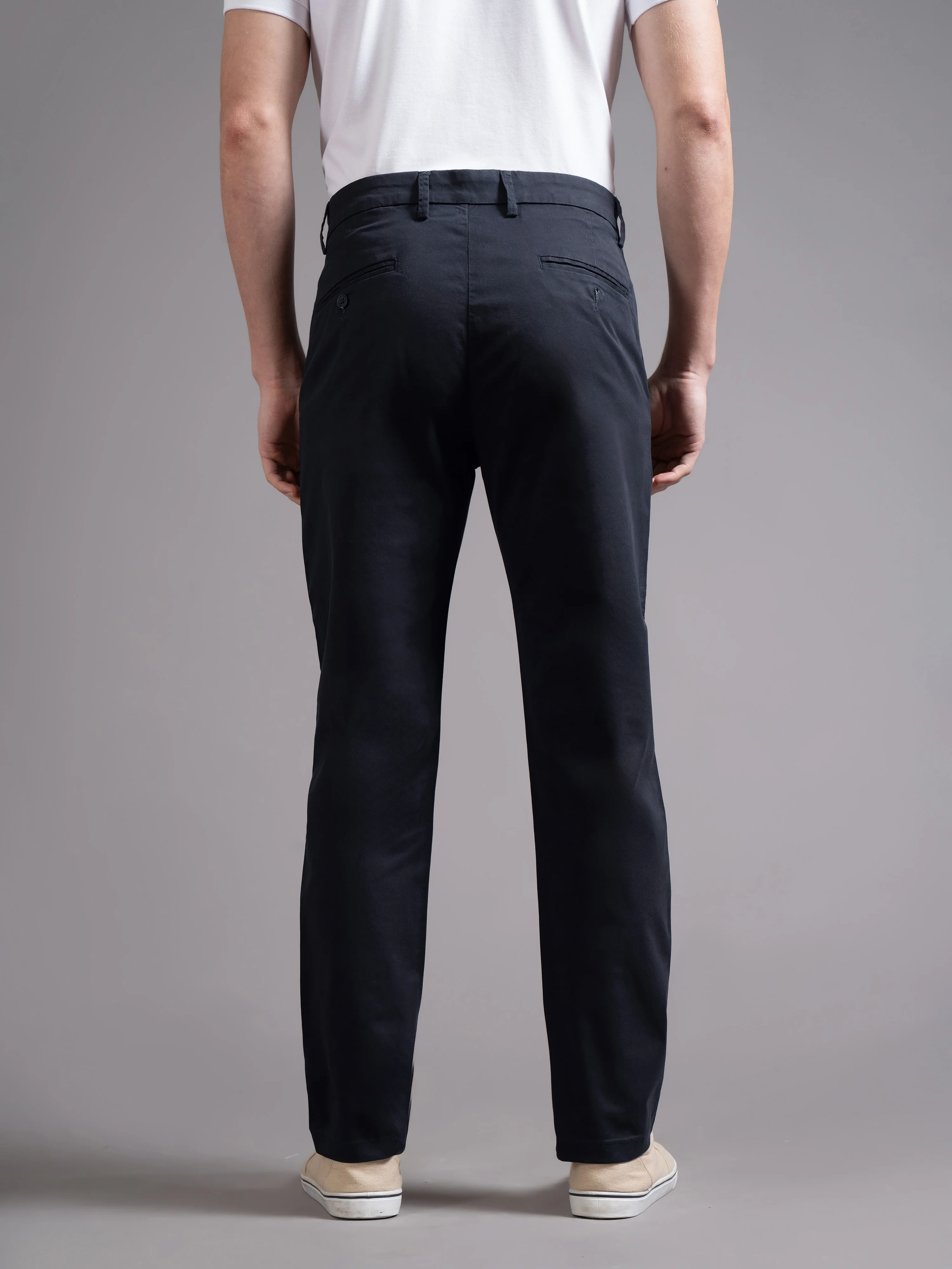 Men Blue Smart Slim Fit Chinos - Image 4