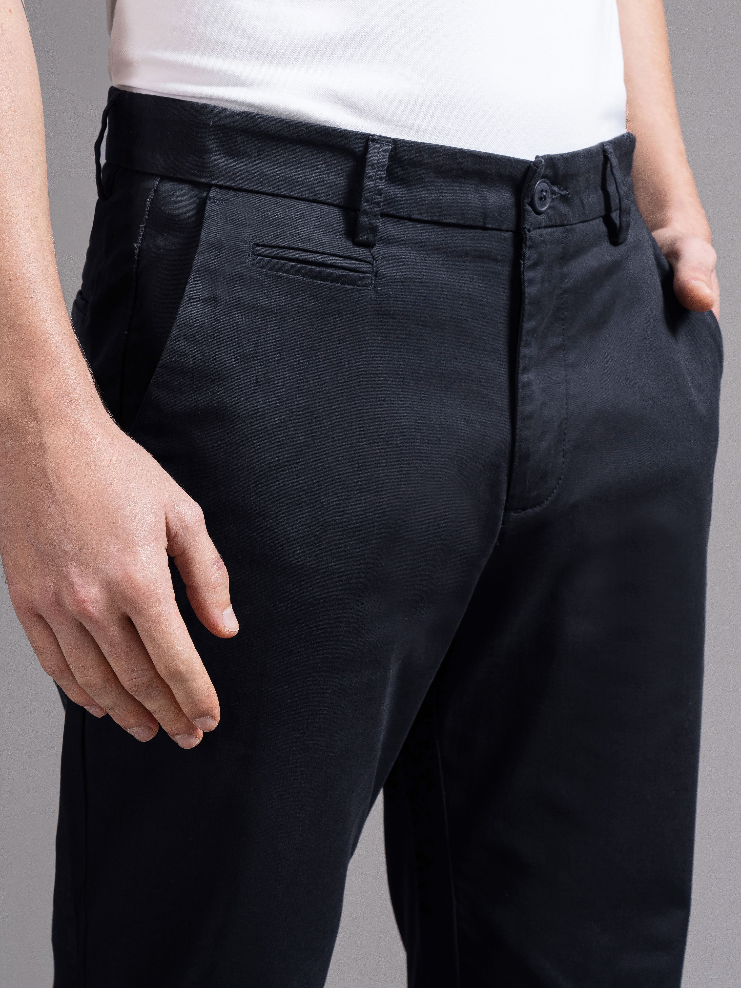 Men Blue Smart Slim Fit Chinos - Image 6