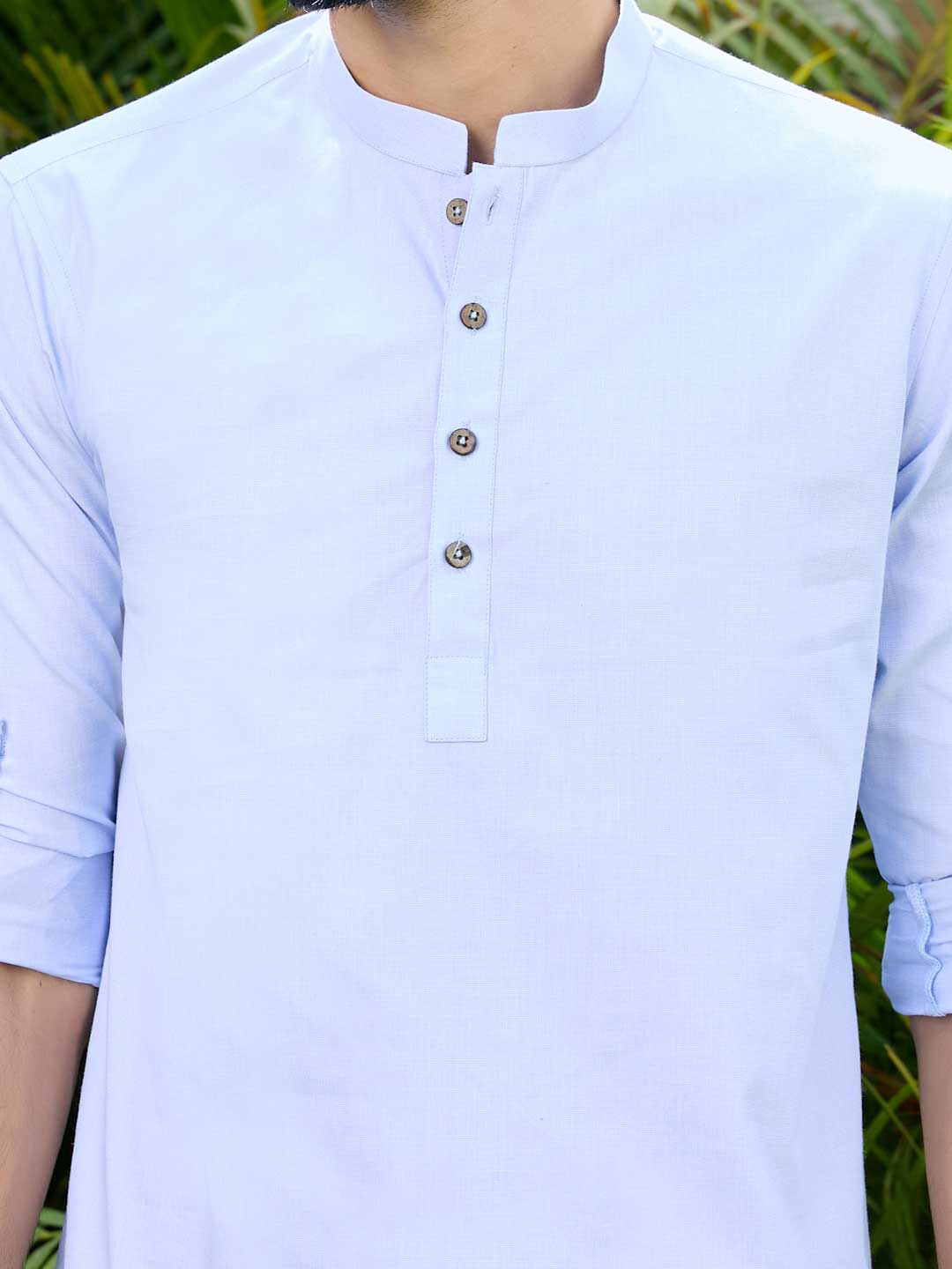 Men Blue Solid Cotton Short Kurta - Image 6