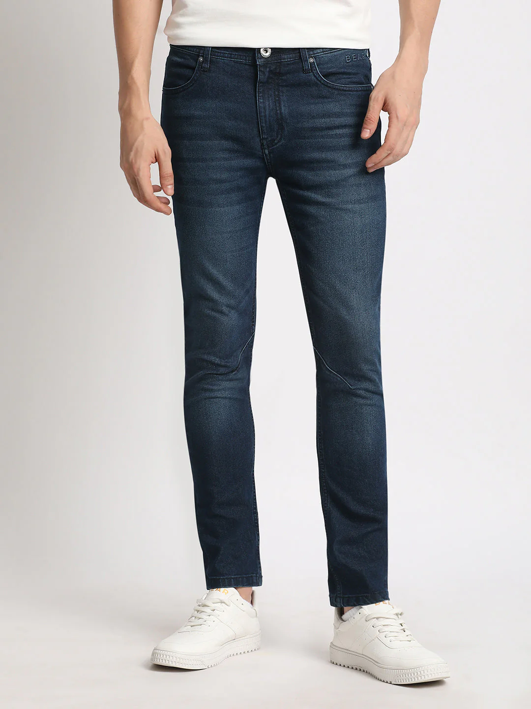 Men Blue Solid Mid Rise Slim Fit Jean - Image 2