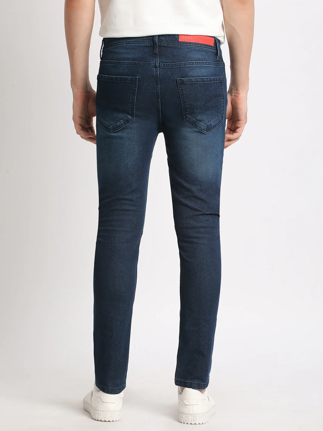 Men Blue Solid Mid Rise Slim Fit Jean - Image 4