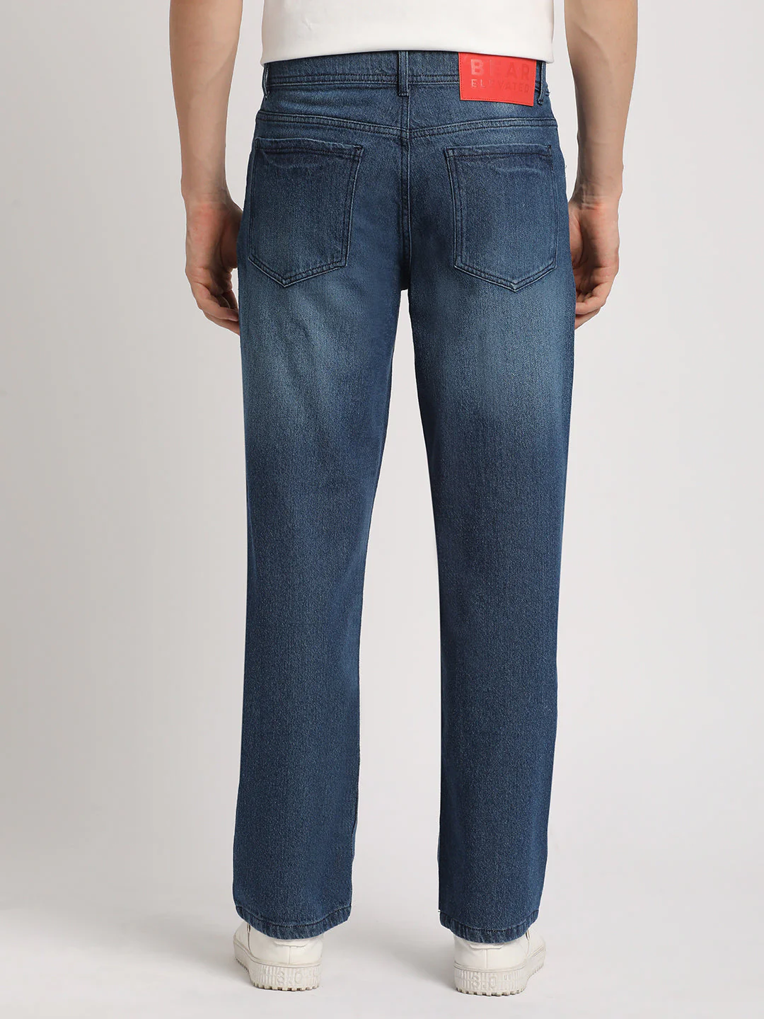 Men Blue Solid Mid Rise Straight Fit Jean - Image 4