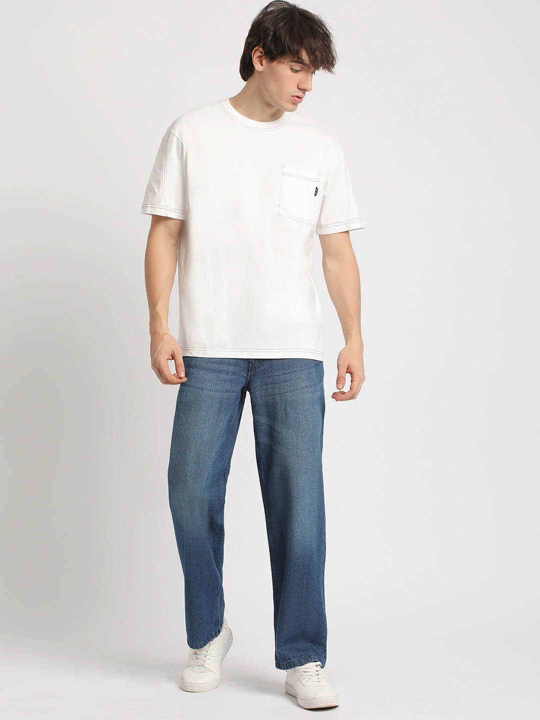 Men Blue Solid Mid Rise Straight Fit Jean - Image 5